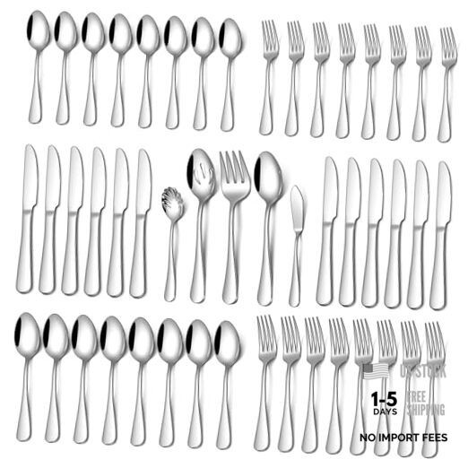 Silverware Set for 8, 45 Piece Food-Grade Stainless Steel Flatware Set with