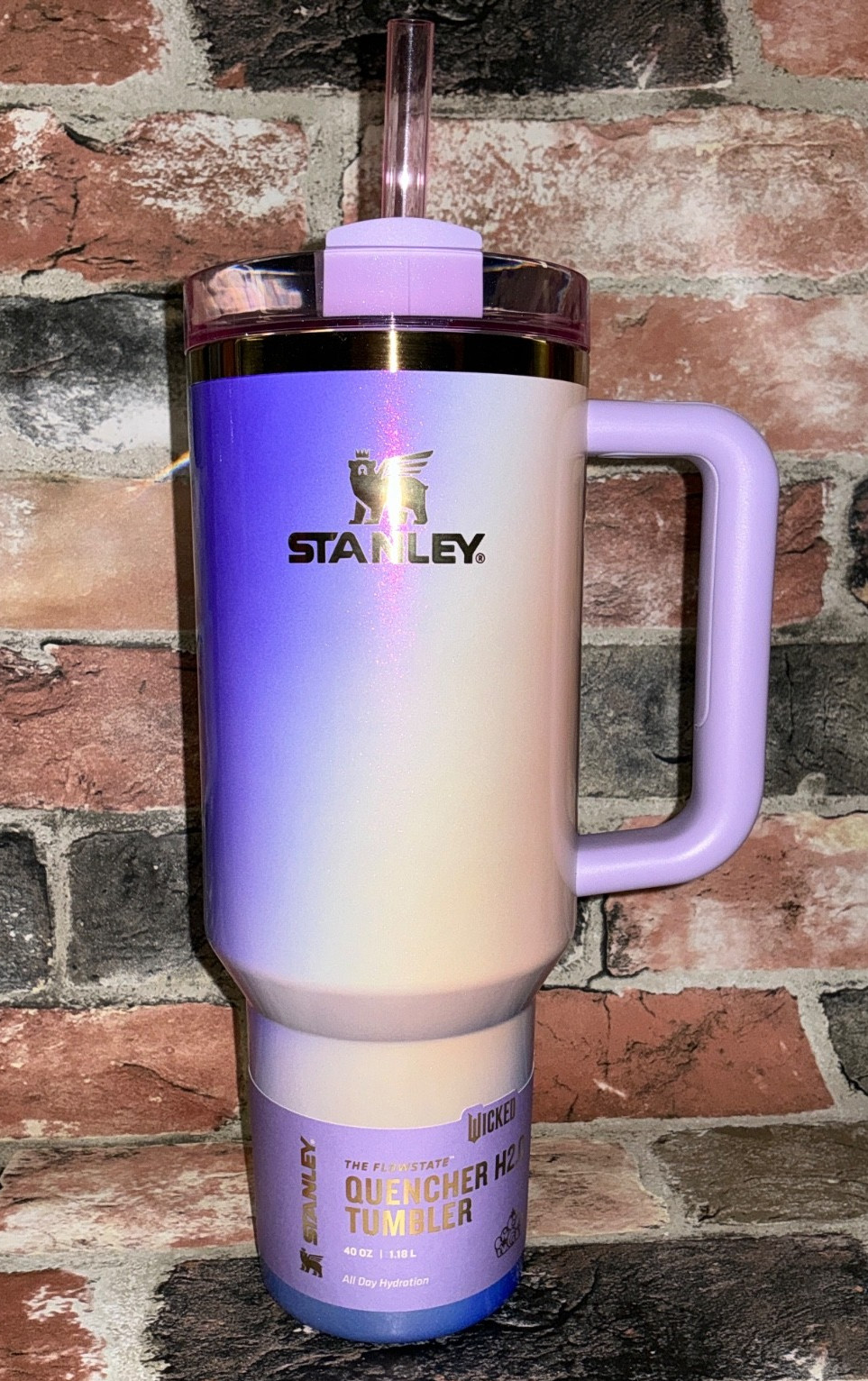 Stanley Wicked Glinda for Good 40oz SS H2.0 Flowstate Quencher Tie Dye Shimmer💙