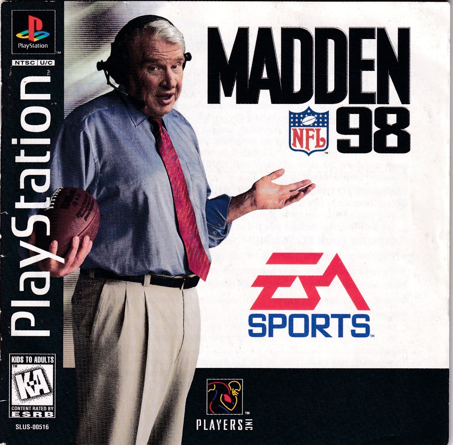 Play Station Instruction Manual Madden '98