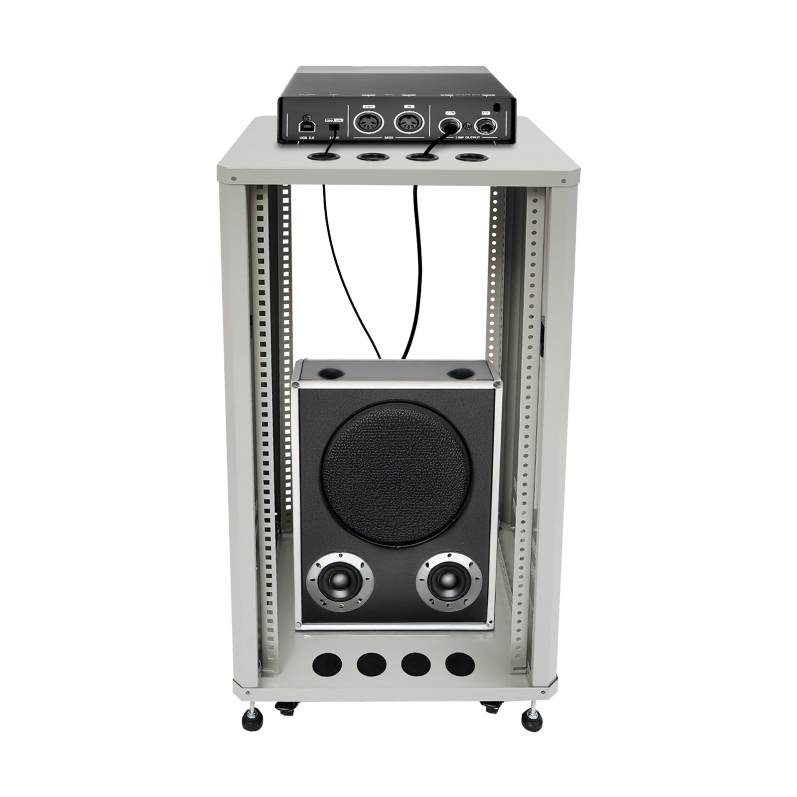 22U Stereo & Server Rack with Wheels Rolling DJ Mixer Stand Open Frame Rack