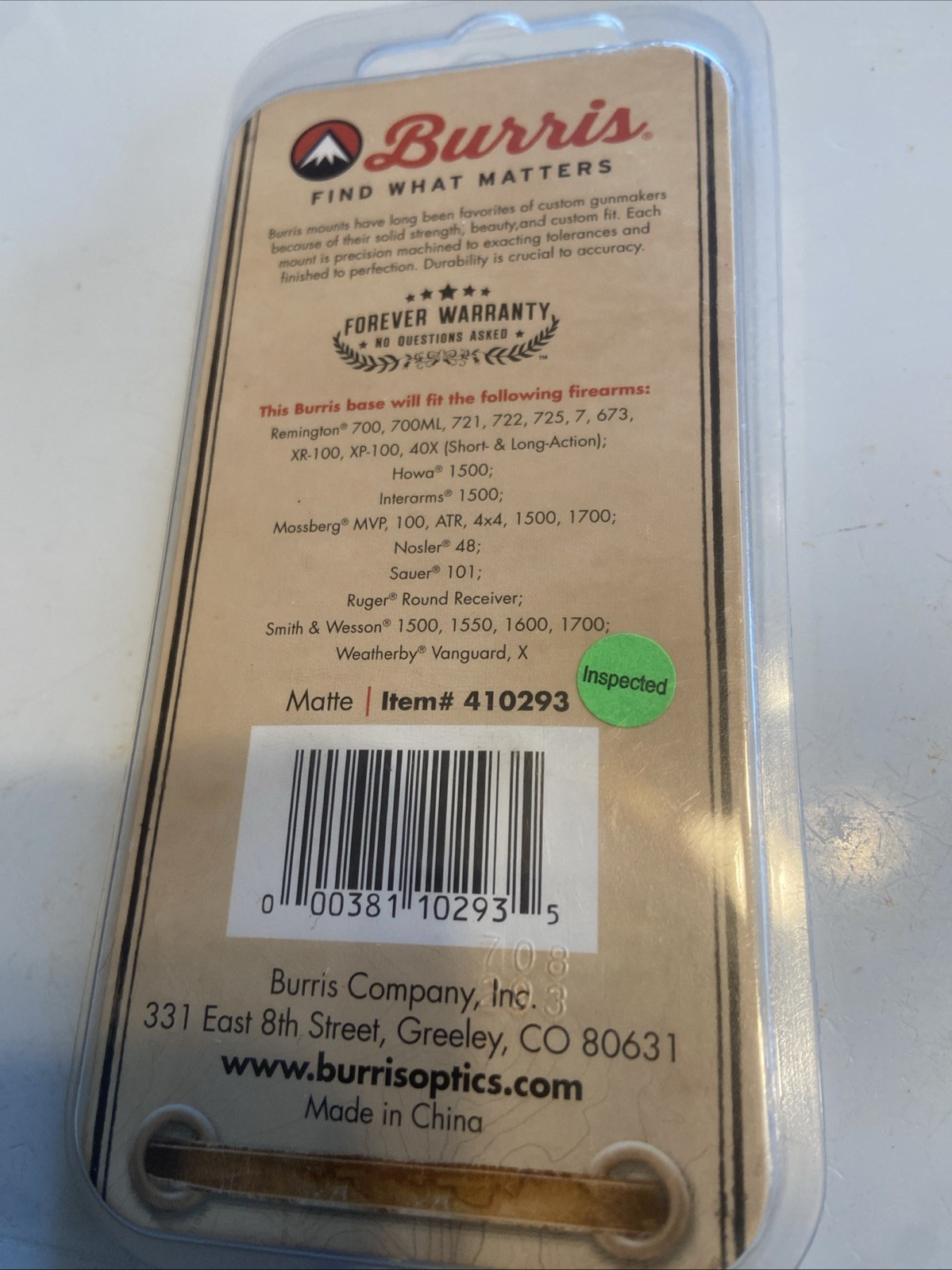 NOS Burris 410293 Base Remington Long & Short Action Matte Black