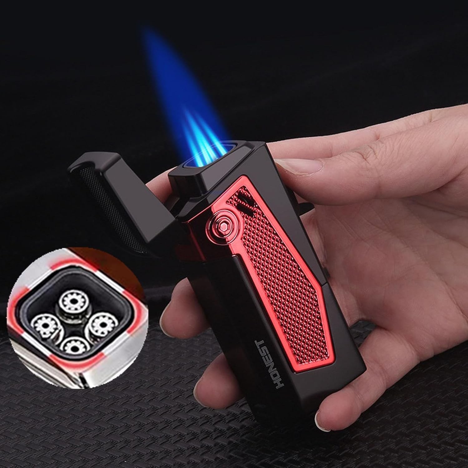 Quad Jet Flame Windproof Refillable Butane Cigar Torch Lighter Cigar Torch