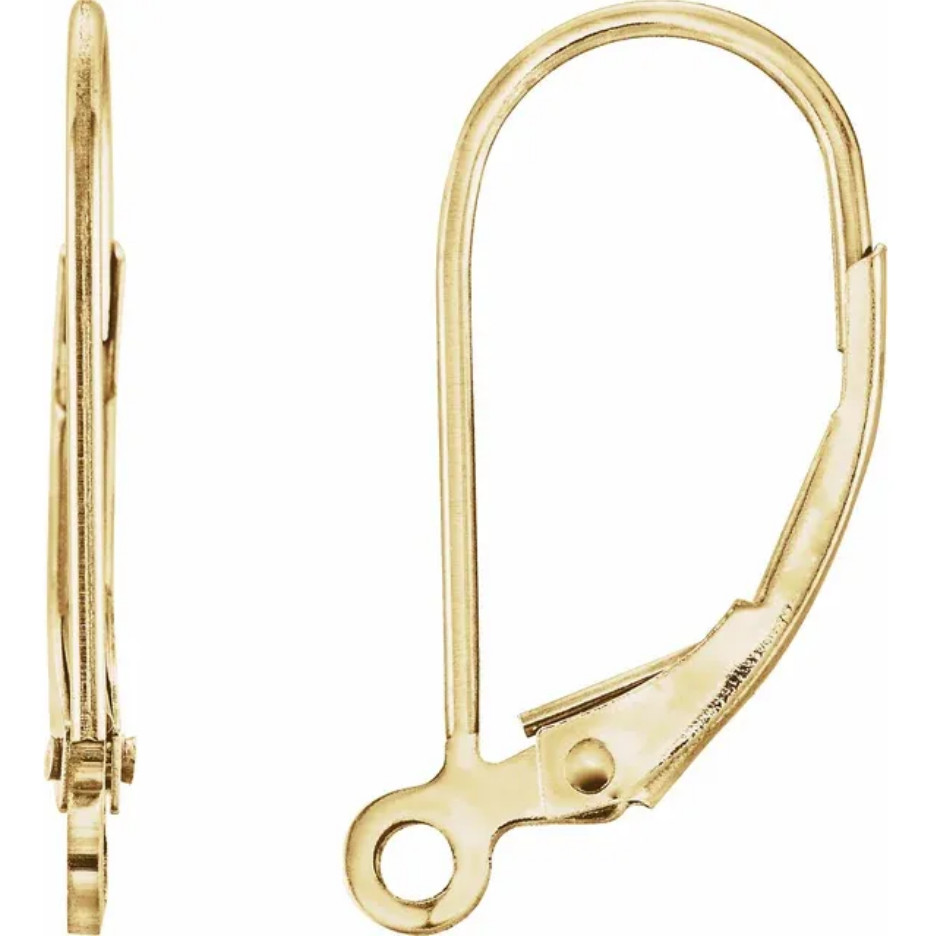 SINGLE 18k Solid Yellow Gold LEVER BACK Earring Setting Mount Open Jump Ring USA