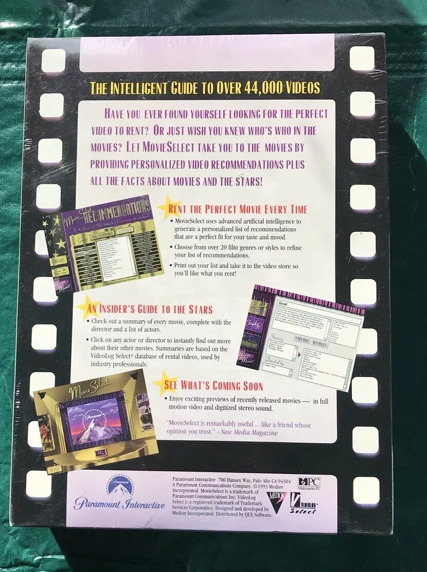 NIP Movie Select MPC Compatible Paramount Interactive Guide Windows PC Sealed