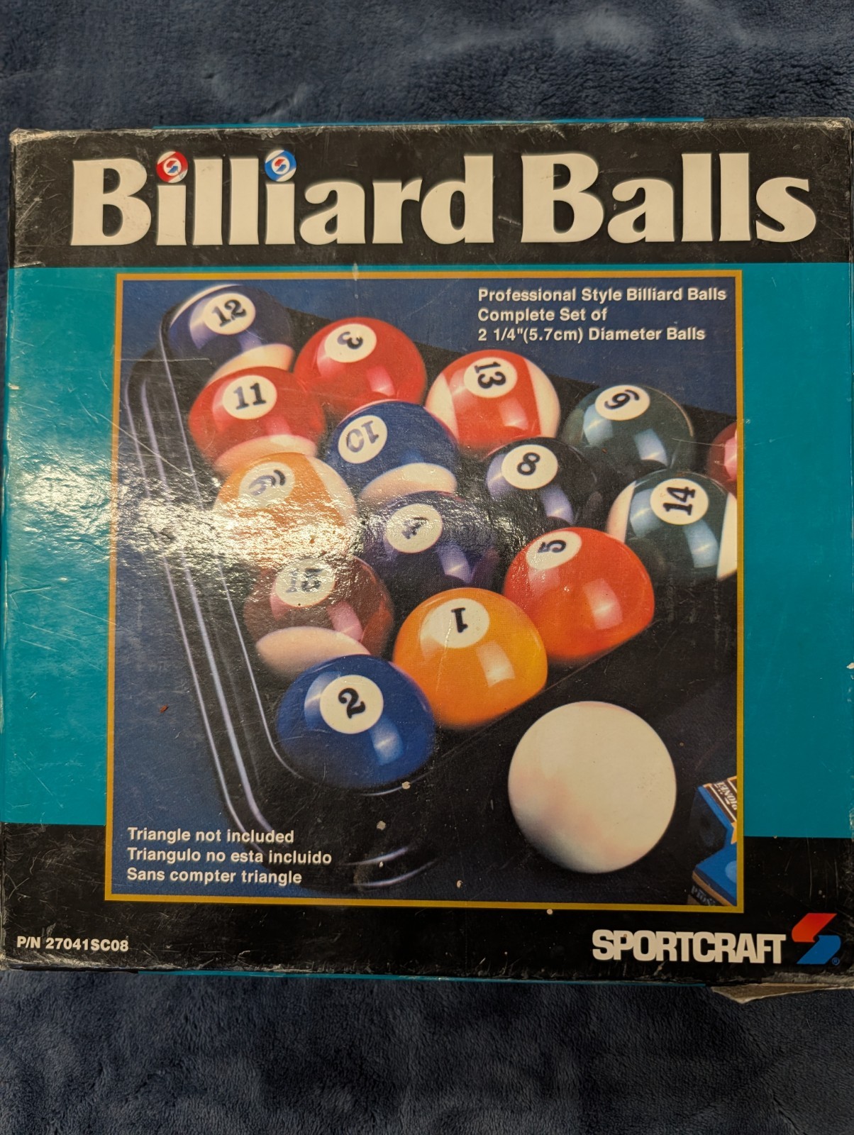 Sportcraft Professional Style Billiard Balls Complete Set 2 1/4" Pool Cue 8 Ball