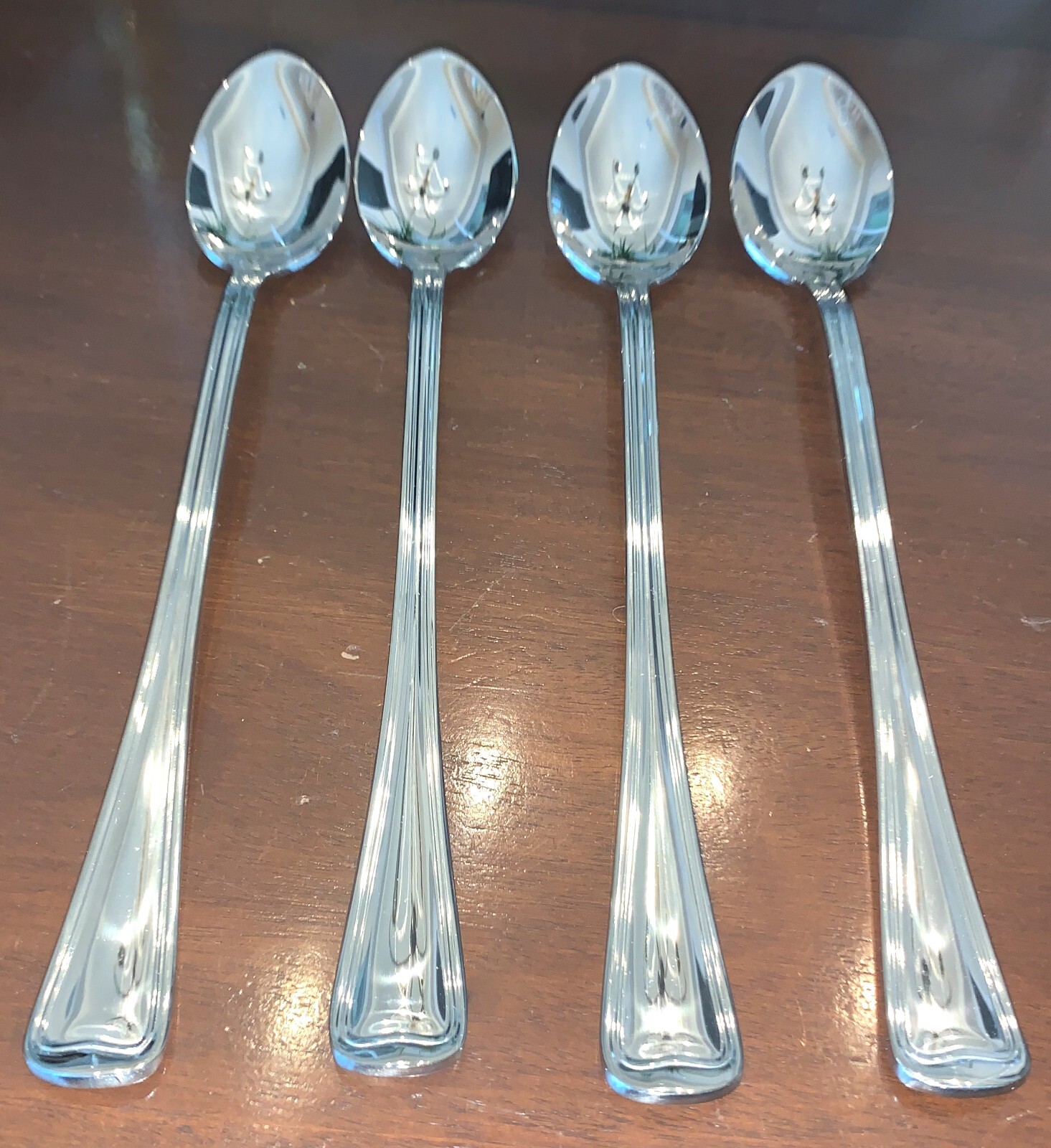 (Set of 4) Gorham MONET Stainless Steel Glossy 7 5/8" ICED TEA SPOONS Free Ship