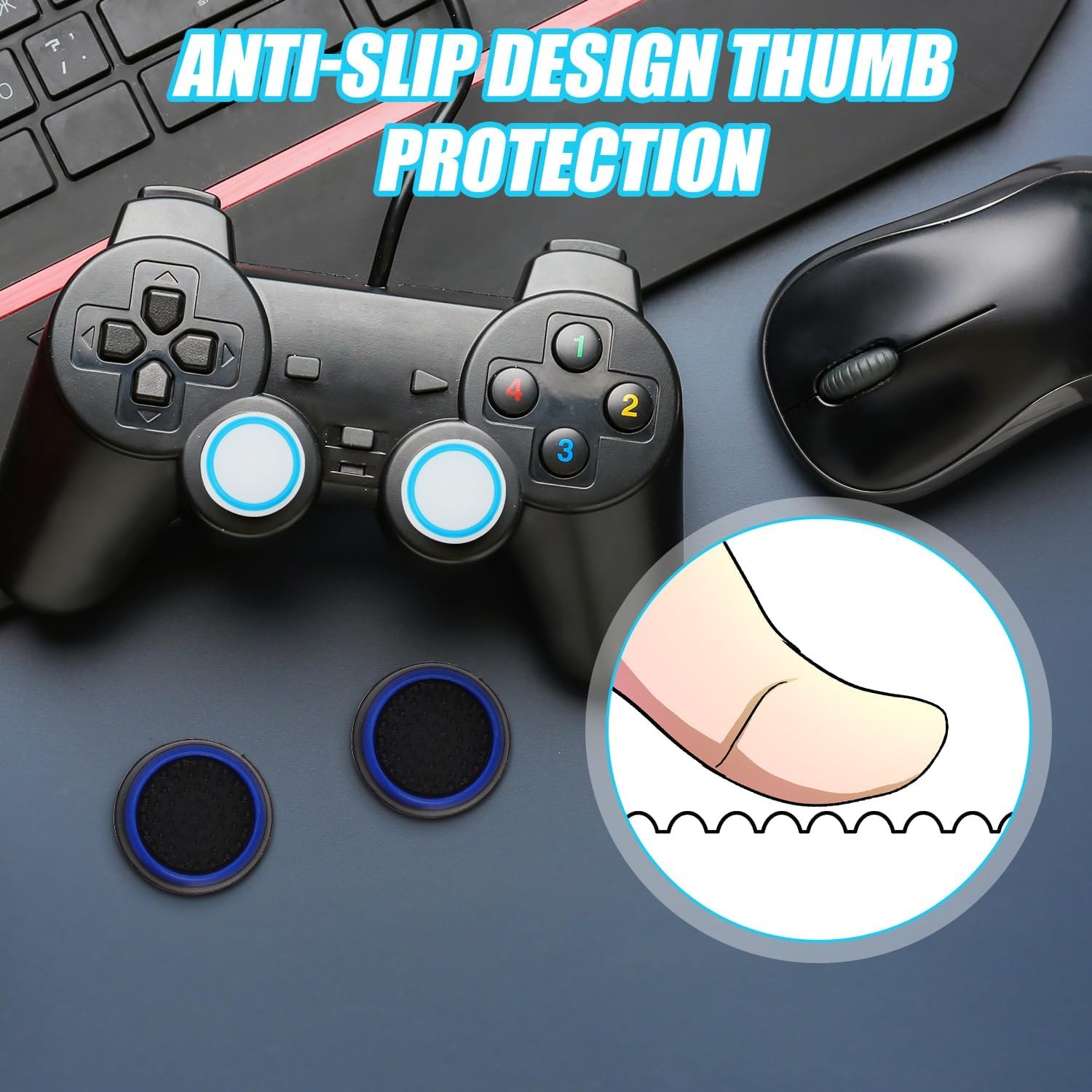 4PCS Silicone Thumb Grip Caps for PS5 PS4 Xbox Switch Pro Controller Joystick