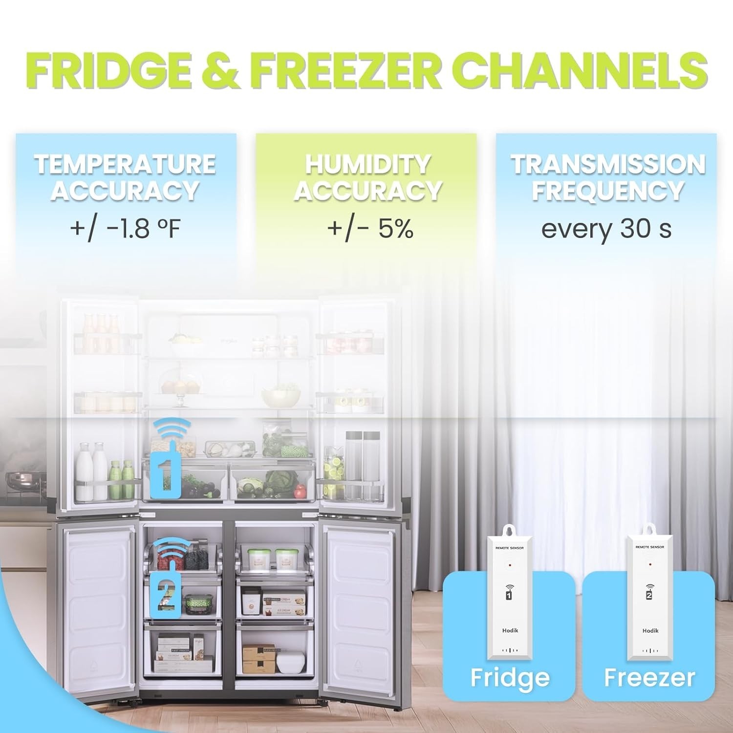 Wireless Freezer Thermometer with Alarm, Refrigerator Thermometer Digital wit...