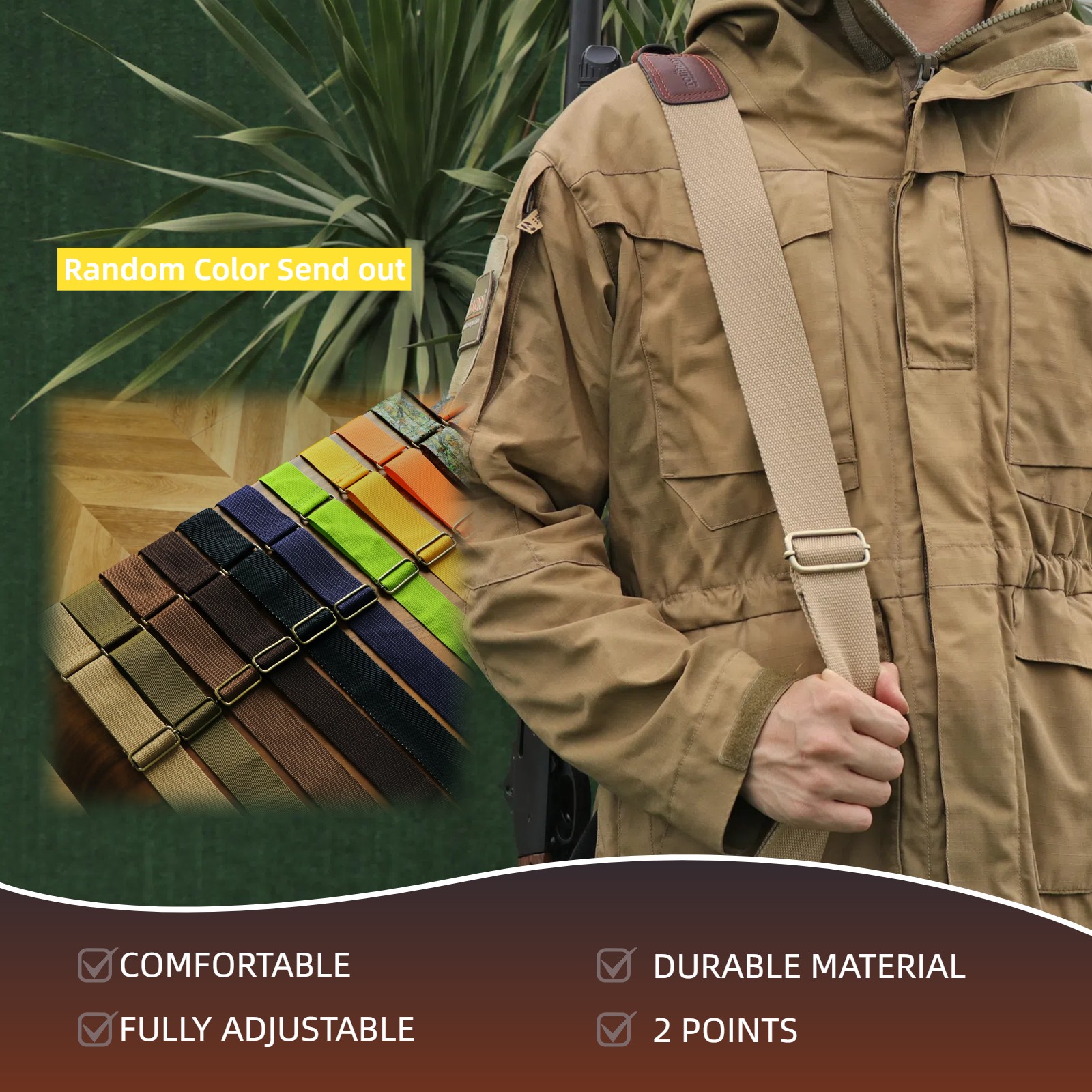 Tourbon Gun Sling Rifle Strap Webbing Leather Quick Release Shooting Adjustable