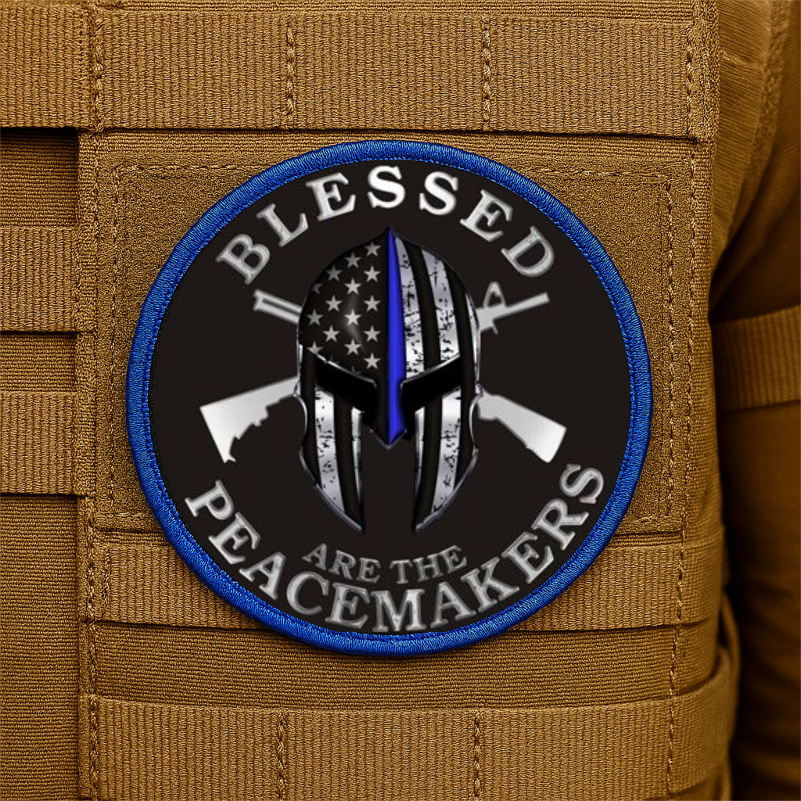 Thin Blue Line, Police Printed Morale Patch - 3 Inch Round, Hook & Loop Back