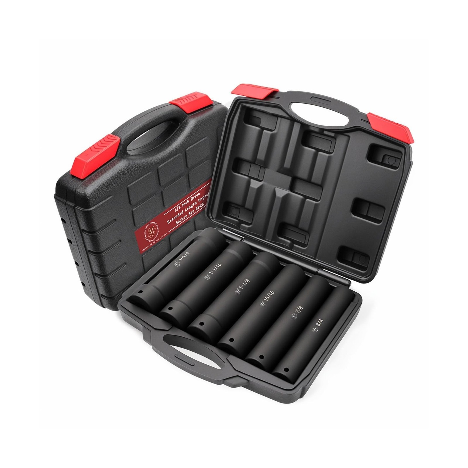 1/2 Inch Drive Extra Deep Long Socket Set, 6PCS Extended Length Impact Socket...