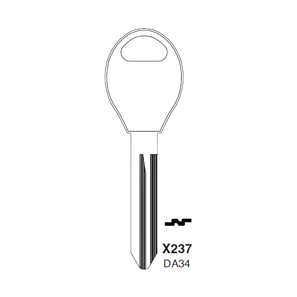 DA34 TITANIUM BLACK / DA34 / X237 Key Blank Nickel