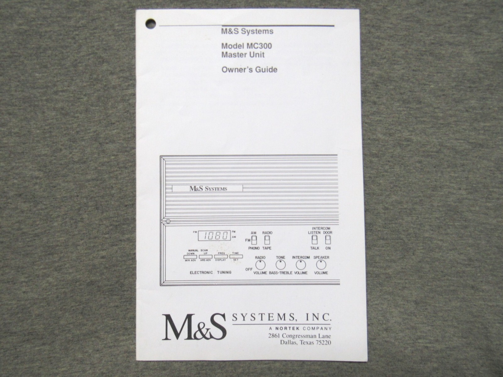 MC300 Owner's Guide - Operating Instr - REPRODUCED Manual M&S Home Intercom