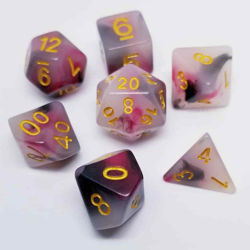 Blood Ghost 7 Dice Set Polyhedral RPG DnD Dungeons Dragons Pathfinder d20 B