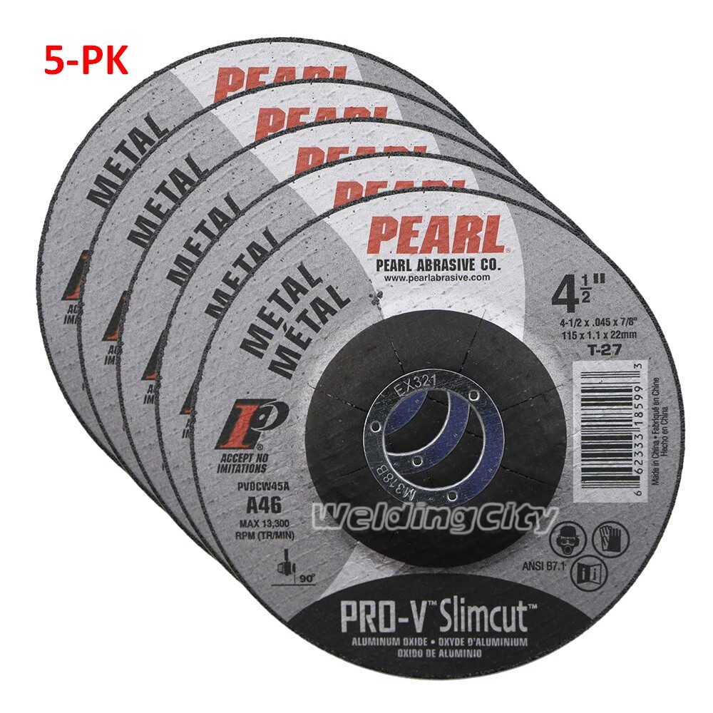 5-PK Pearl Abrasive PVDCW45A Pro-V Slimcut-40 Cut-off Wheel 4-1/2 x .045 x 7/8