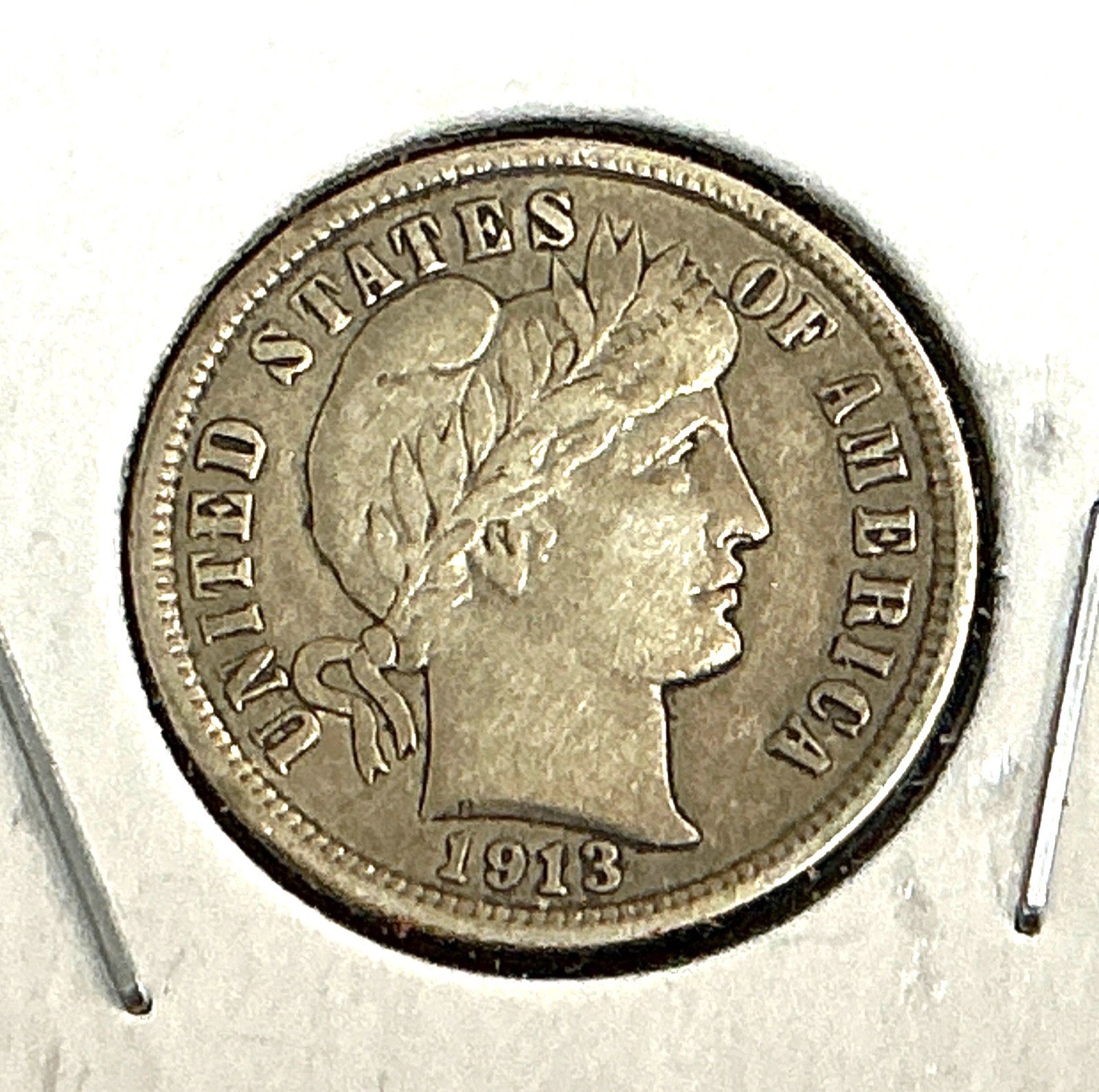1913 Barber Silver Dime 10c - VF/XF
