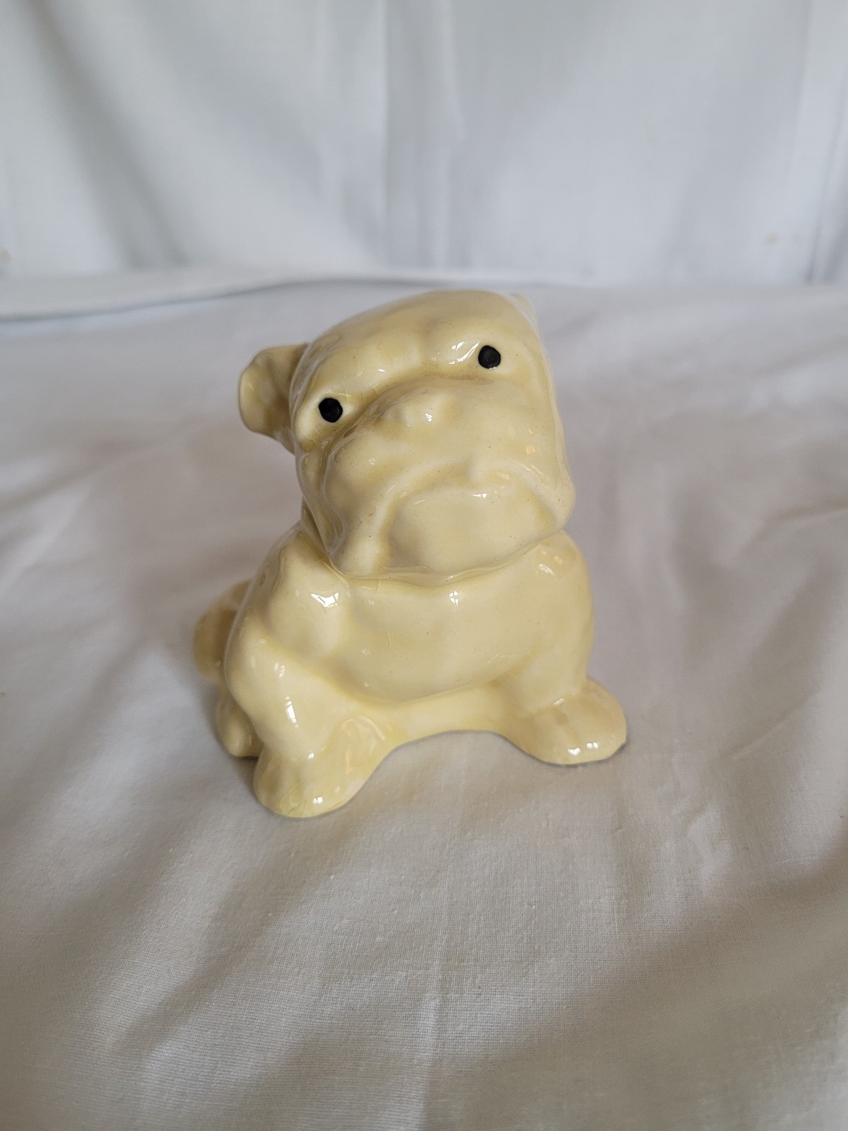 Vintage Morton pottery yellow Bulldog planter 4"
