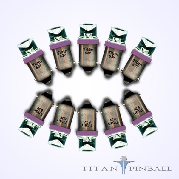 (10 Pack) - 6.3 Volt LED Bulb Concave 44/47 Base (BA9S) Pinball - PURPLE