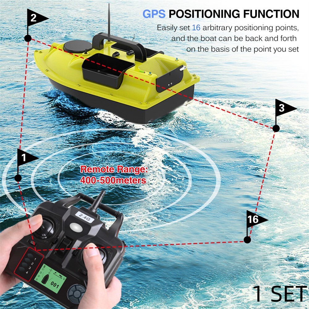 1 Set GPS Fishing Bait Boat with Bait Boat Fishing Feeder Fish Finders 5200mAh