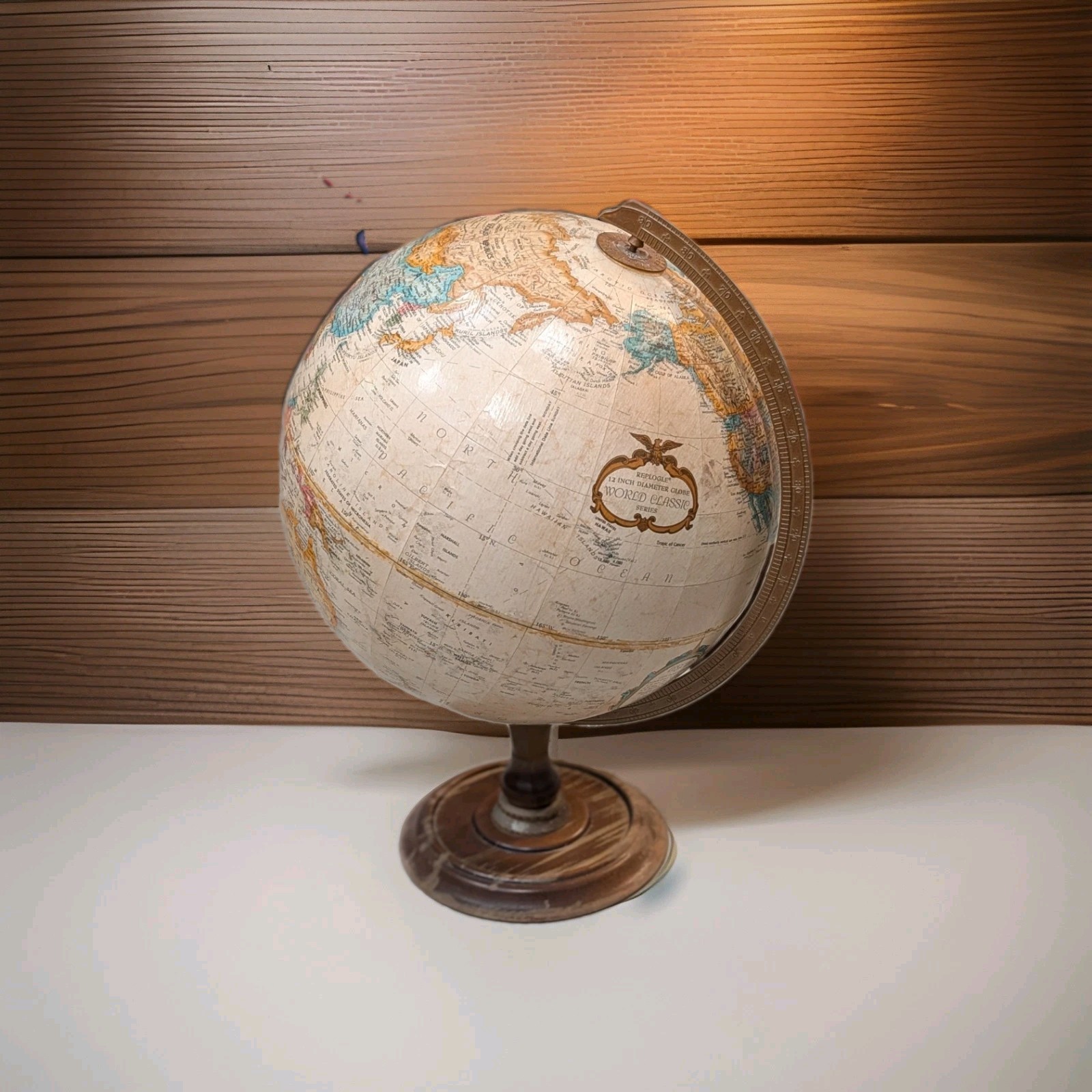 Vintage Replogle 12” World Classic Series Globe Raised Relief Mid-century Map
