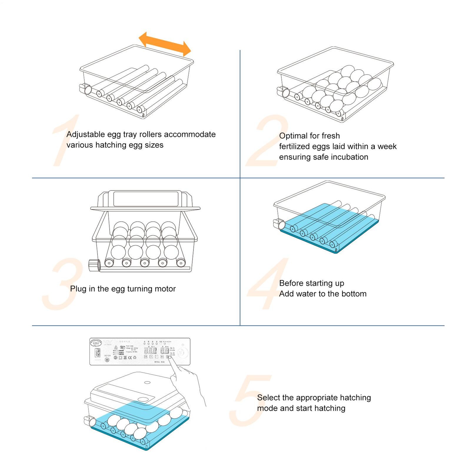 Automatic 120 Eggs Incubator Temperature Control Digital Chicken Egg Hatcher---
