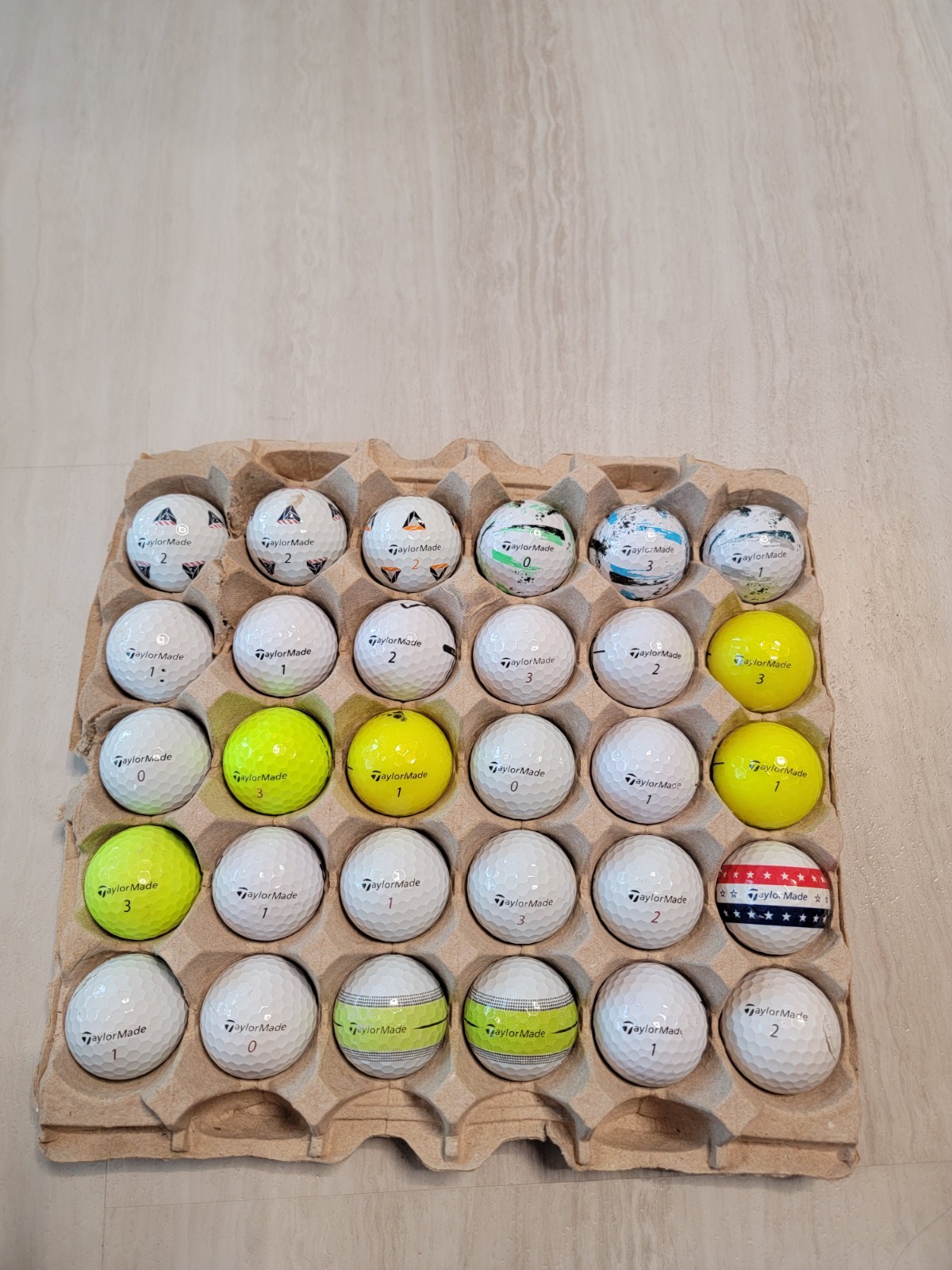 30 used Taylormade golf balls in good condition. See photos.
