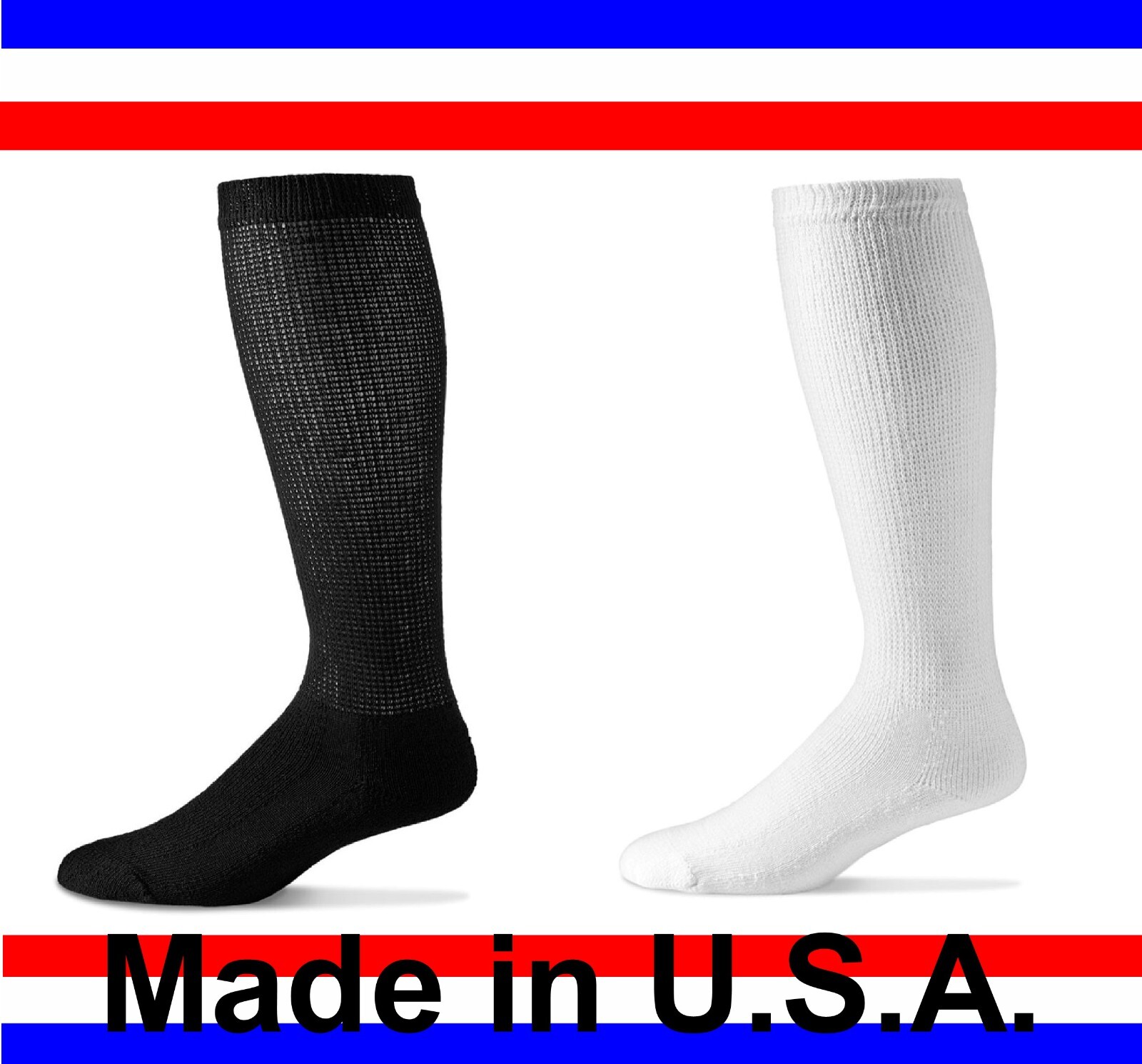 Men's Women Over the Calf Cushioned Diabetic Socks Sizes 3, 6 or 12 Pair
