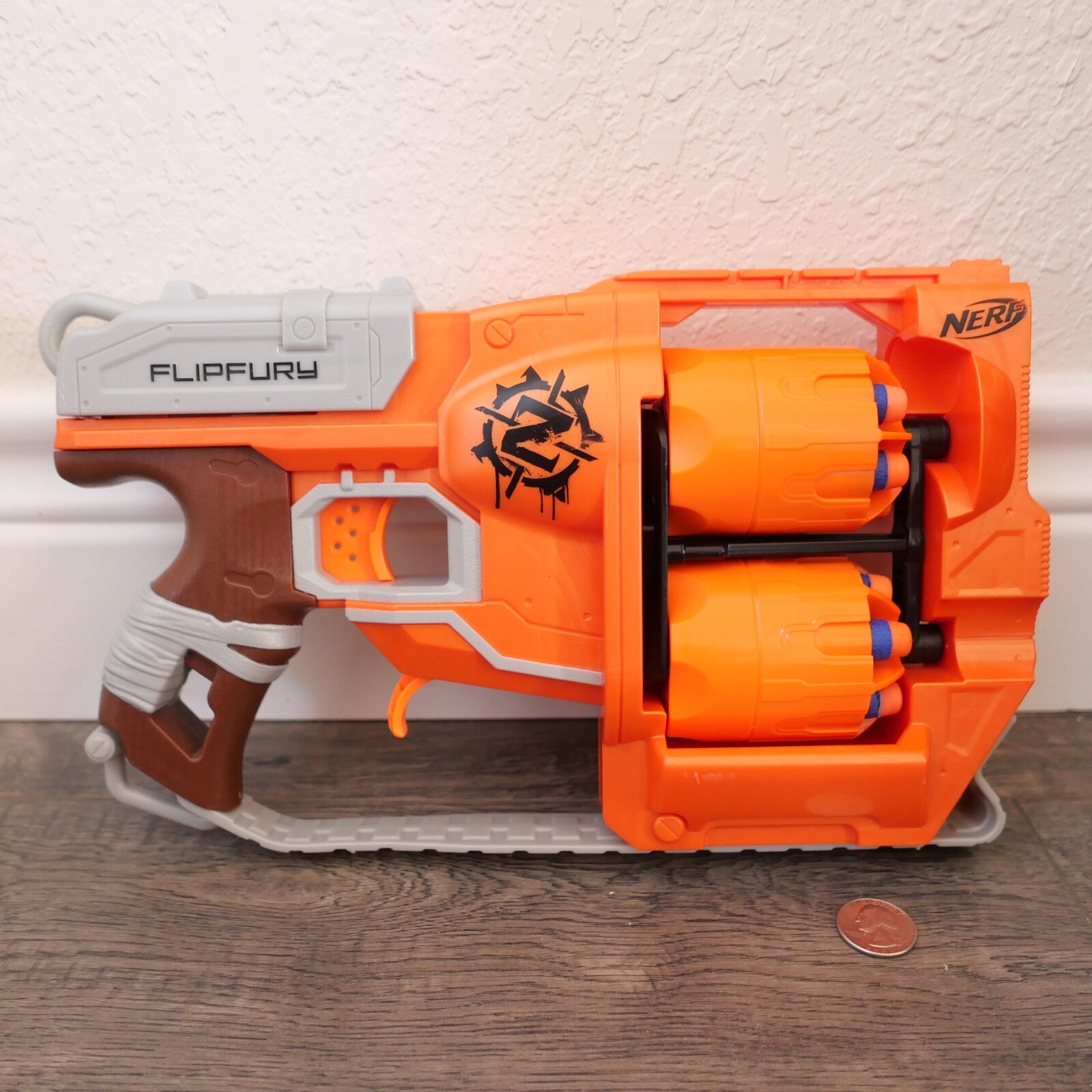 Nerf Zombie Strike Flipfury Blaster W/ Ammo !!! WORKS GREAT