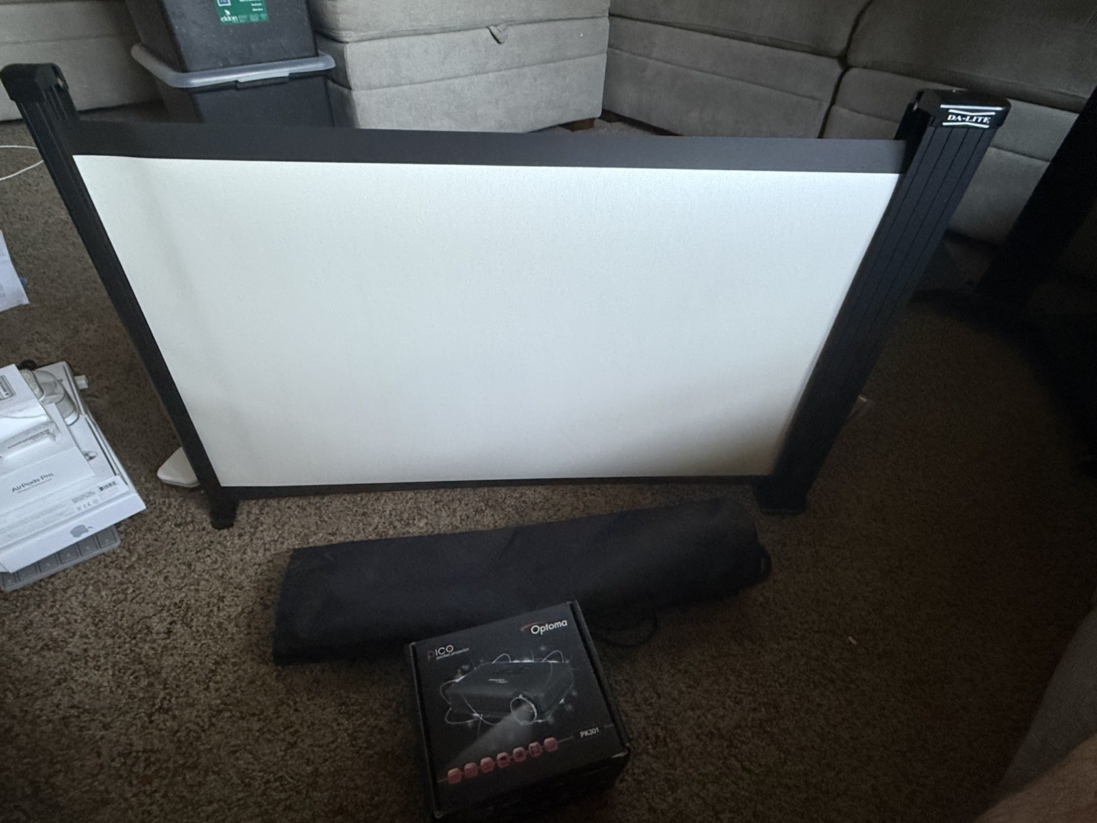 DA-LITE Portable Expanding Tabletop Projection Screen & Carry Bag 27” Diagonal