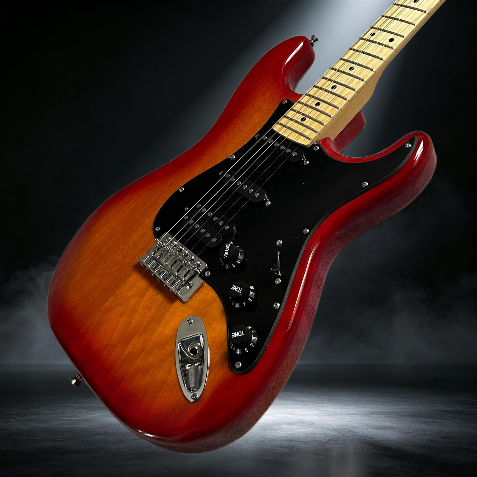 ST Electric Guitar Maple Fretboard Cherry Sunburst Color Mahogany Body