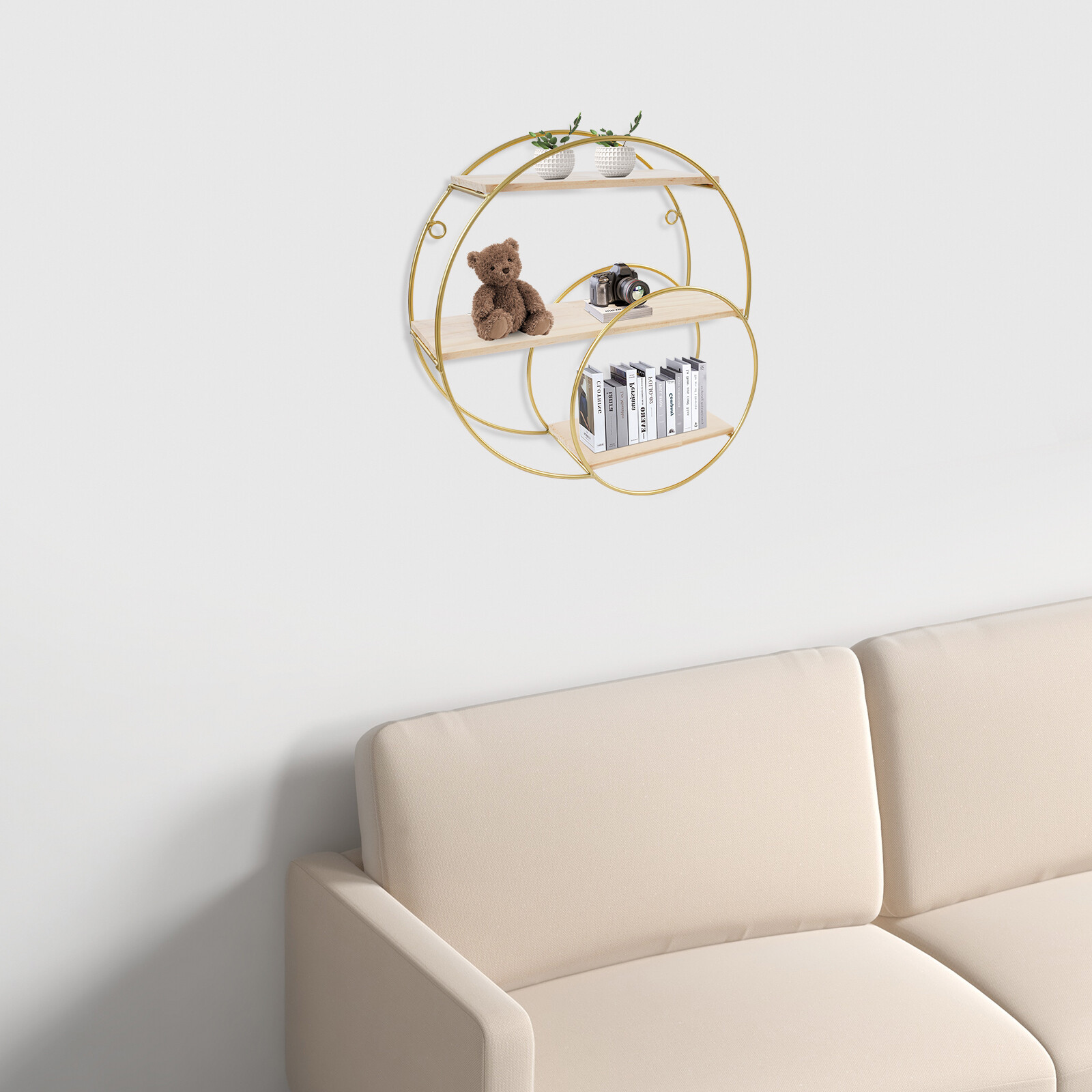 Wall Mounted Circular Storage Rack 10 x 33cm Shelf, 3-tier Storage Display Rack