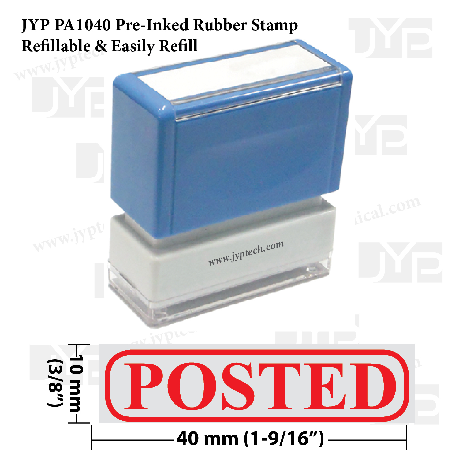 Posted & Frame - JYP PA1040 Pre-Inked Rubber Stamp (Red Ink)