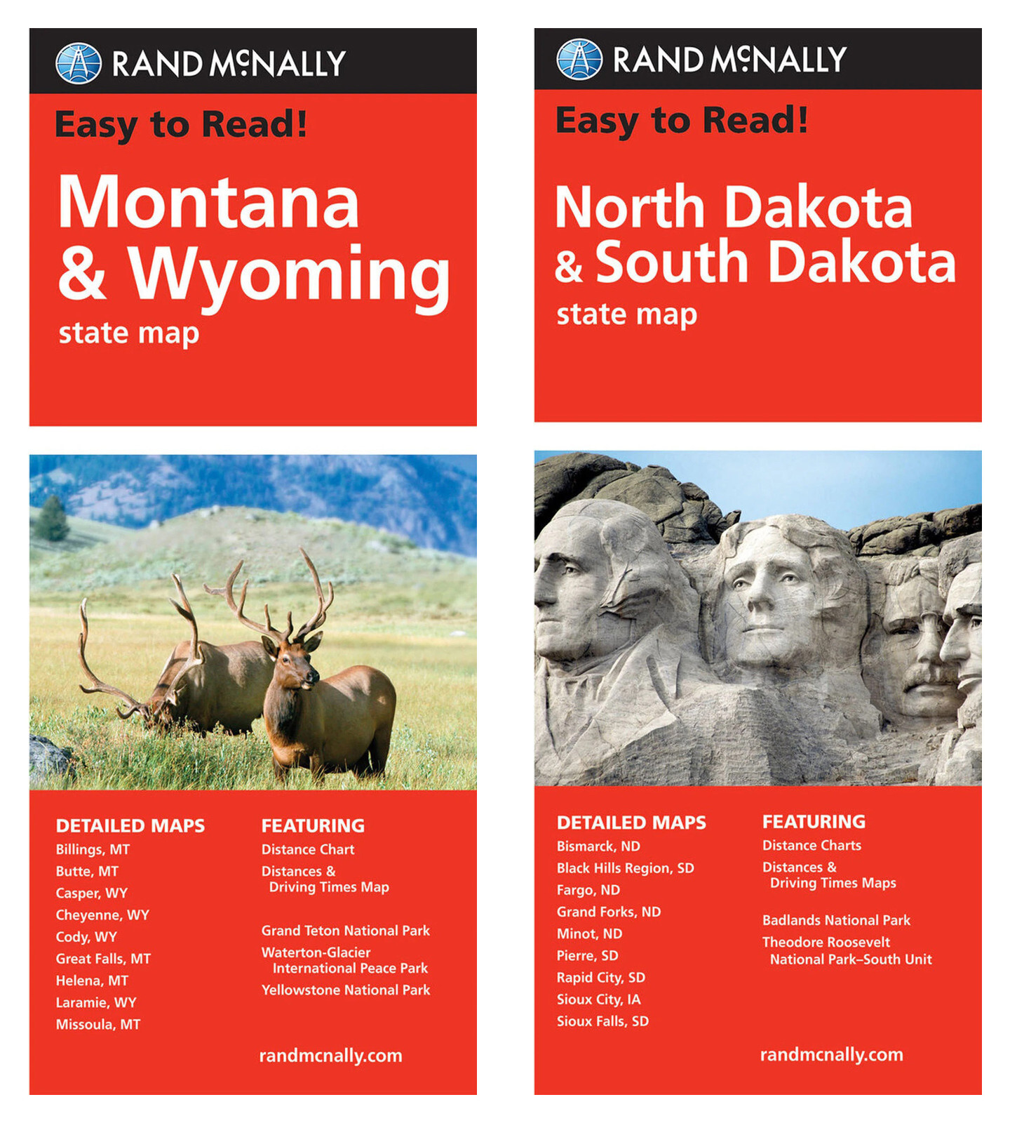 Rand McNally State Maps: Montana/Wyoming and North Dakota/South Dakota (2 Maps)