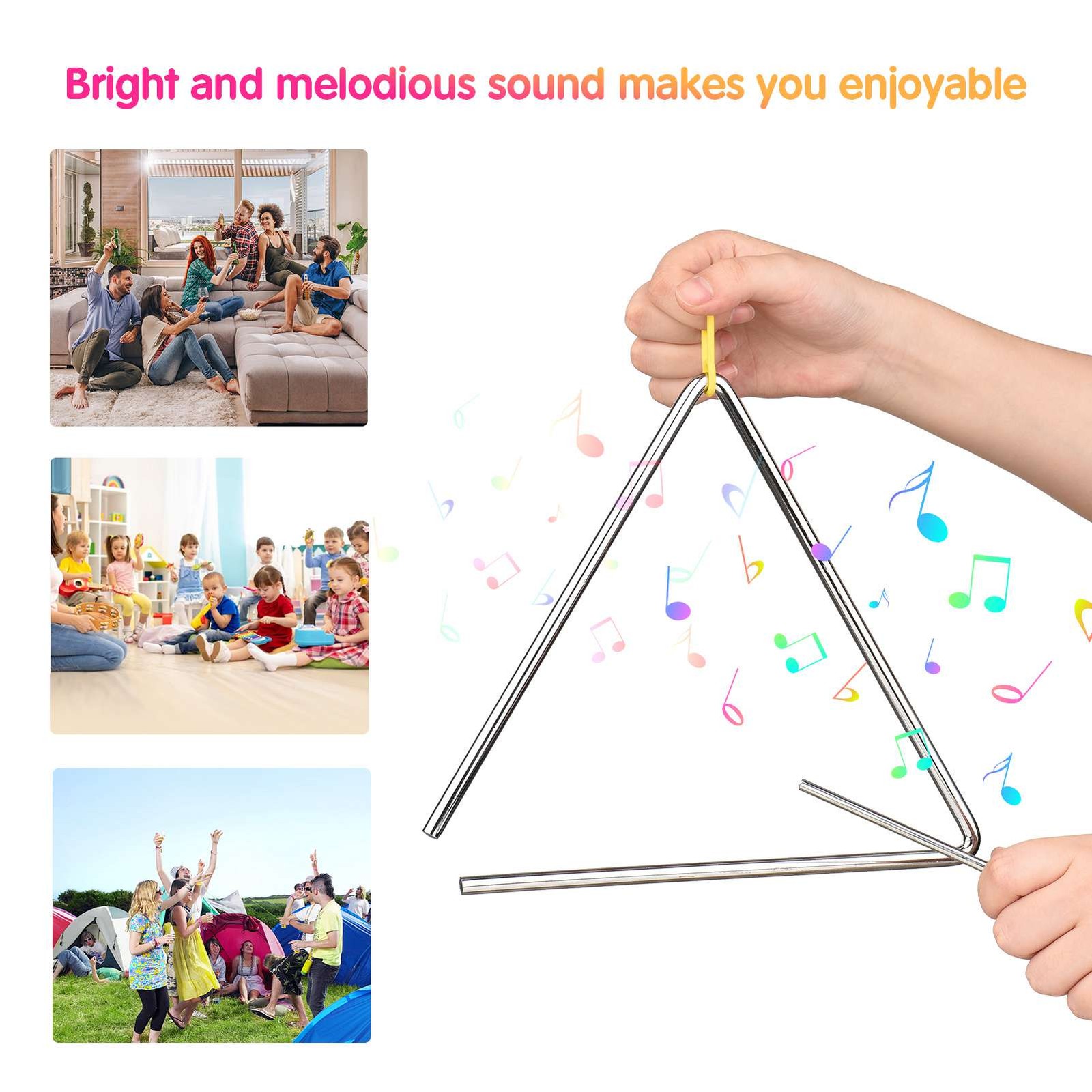 10 Inch Triangle Percussion Instrument With (Min Order 10 Pcs)