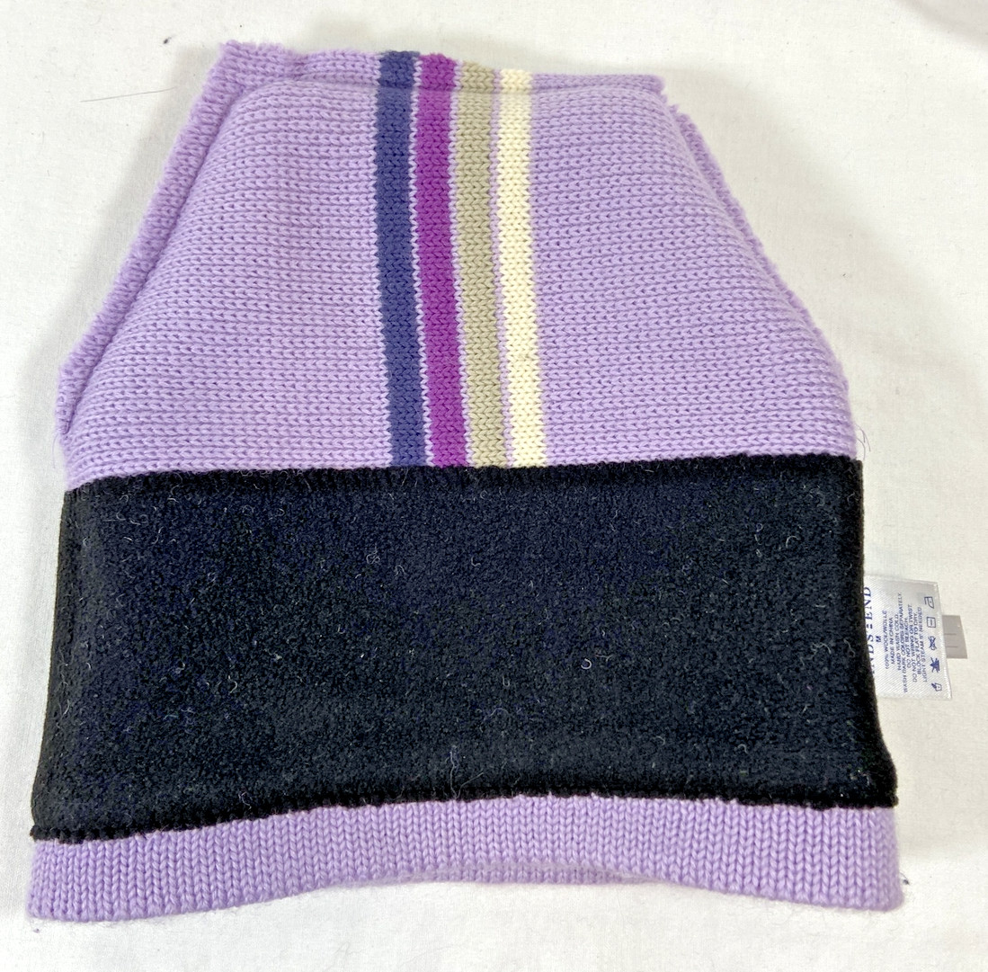 Lands' End Ski Cap 100% Wool Purple w/Stripes Youth Medium