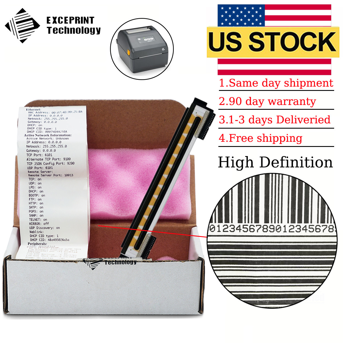 ✅ P1112640-019 Printhead for Zebra ZD421D Thermal Label Printer 203dpi ✅