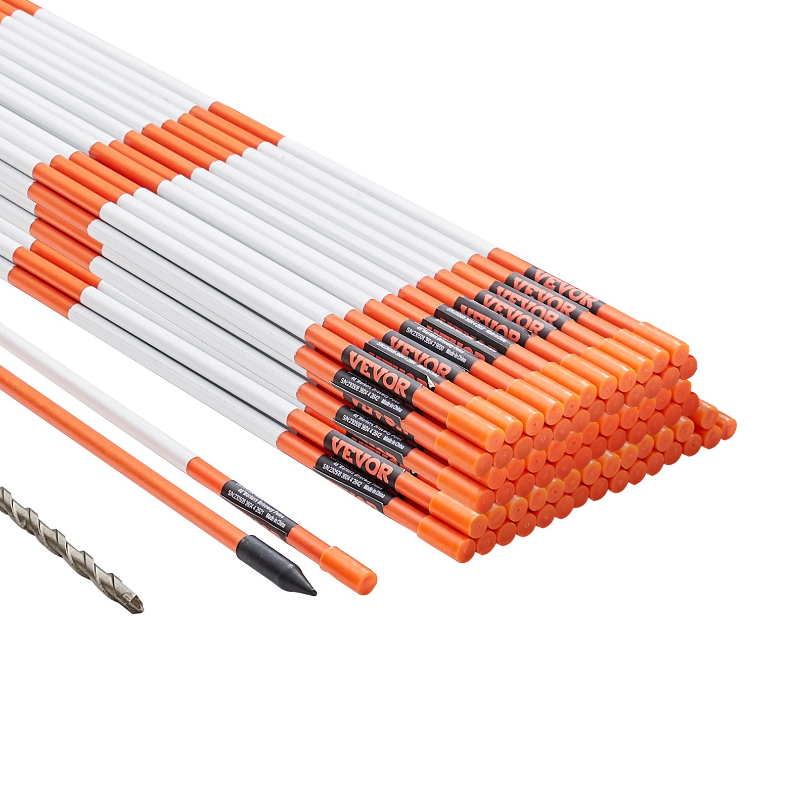 VEVOR 100 Pack 48" Driveway Markers Orange Snow Plow Stakes 0.31" Fiberglass Rod