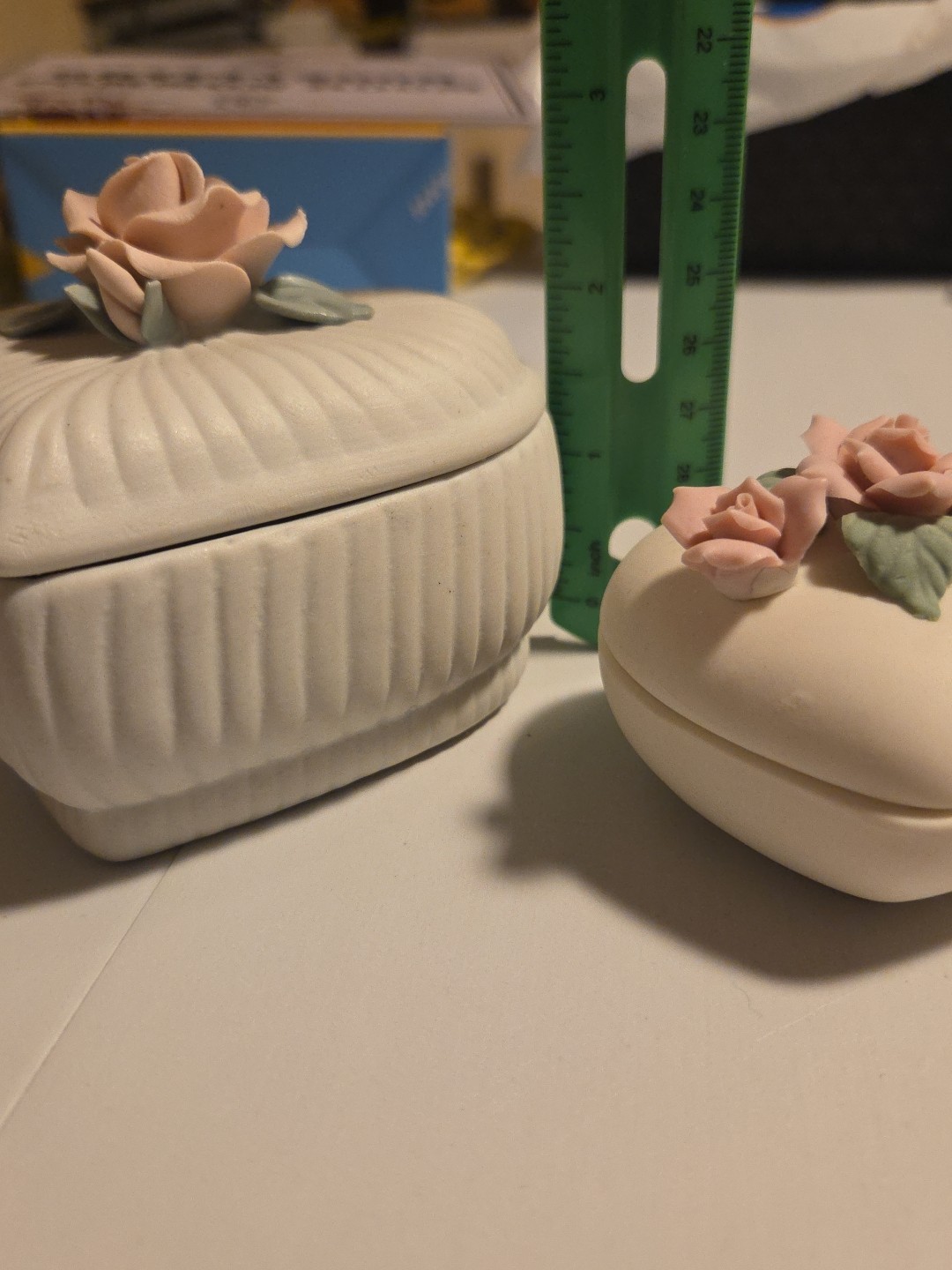 Three Heart Trinket Boxes 3D Flowers