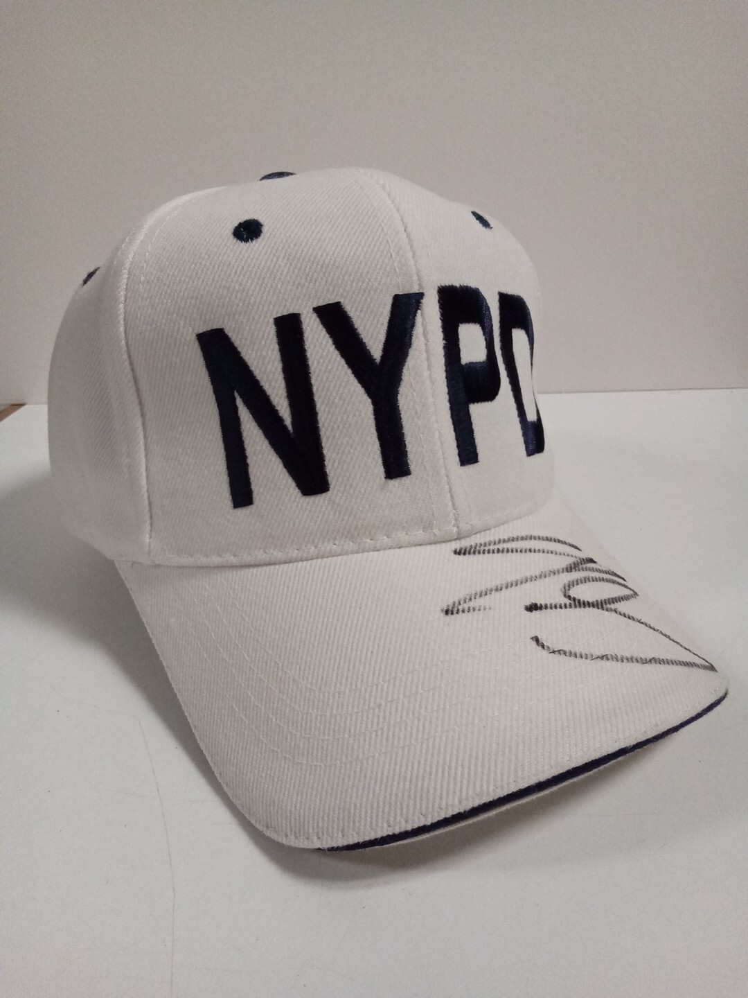 Randy Johnson Signed NYPD White Baseball Hat JSA ** #