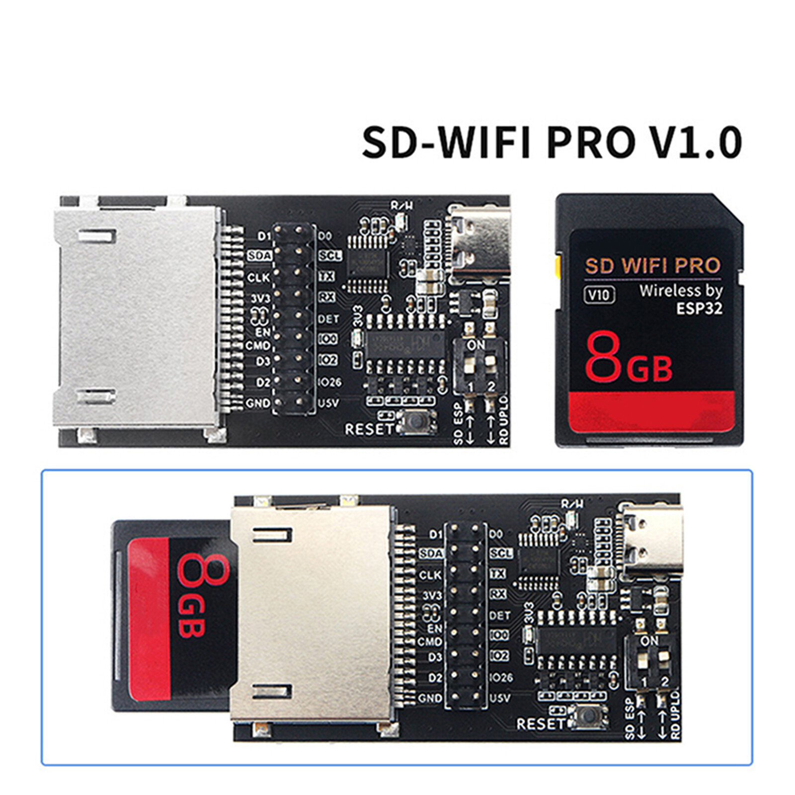 3D Printer Parts SD WiFi Pro ESP32 High-speed Wireless Memory Card +8GB SD Card