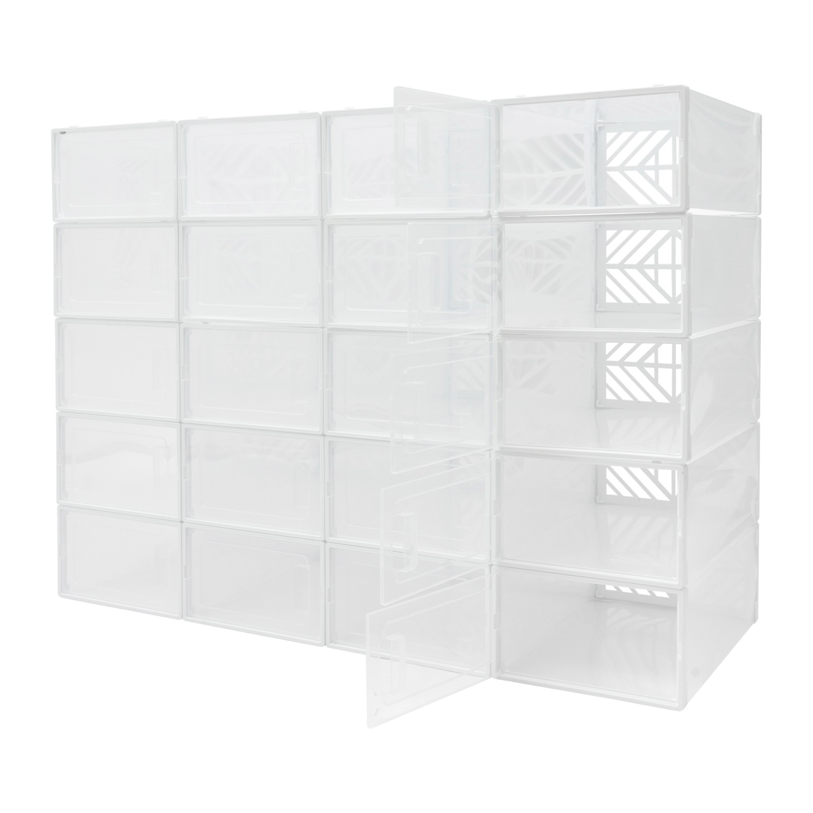 20* Stackable Shoe Storage Box Durable Plastic Sneaker Display Case Organizer