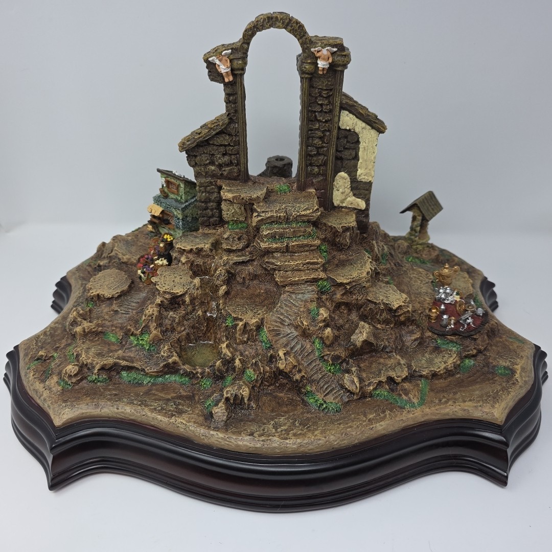 Fantasy Terrain Diorama Resin Display Base Ruins Village 18x12x12 Decor