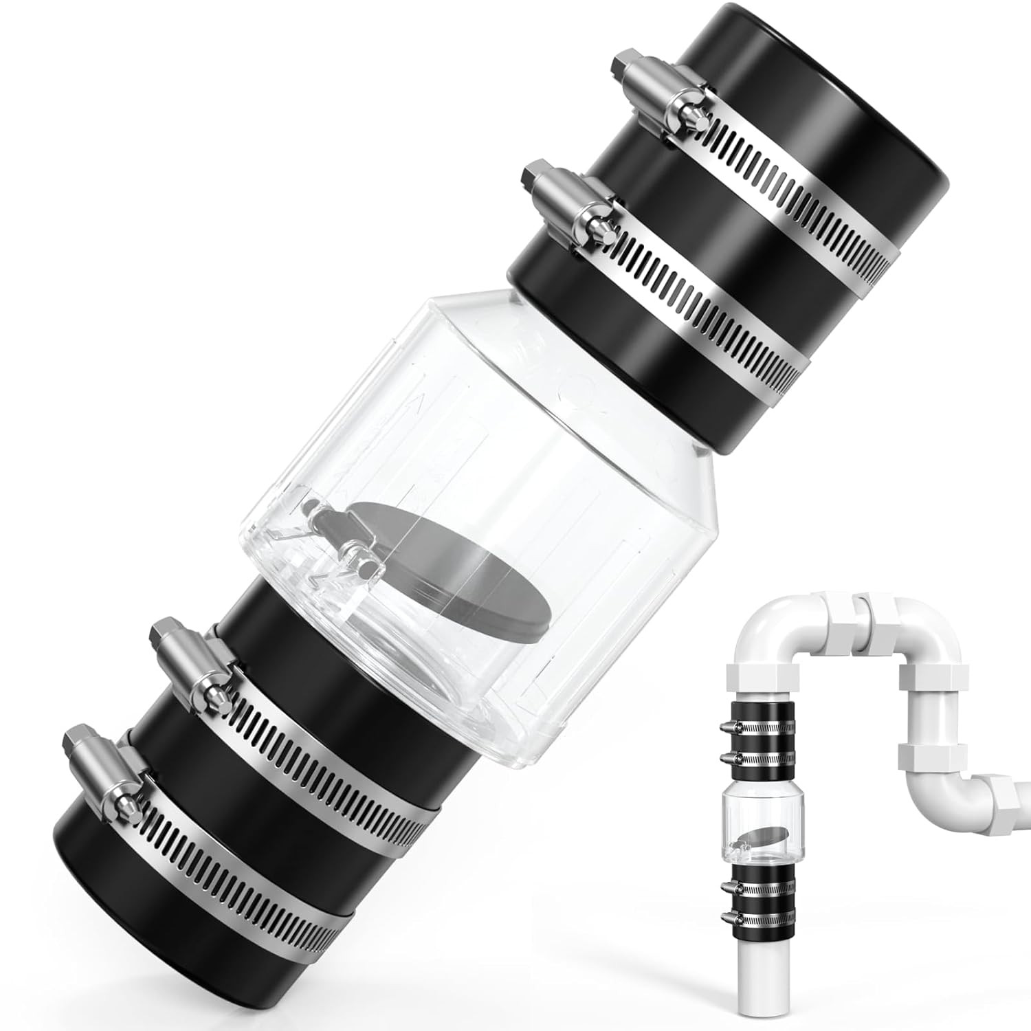 Silent Check Valve 1-1/2 Inch with Clear Body & Spring-Loaded Flapper