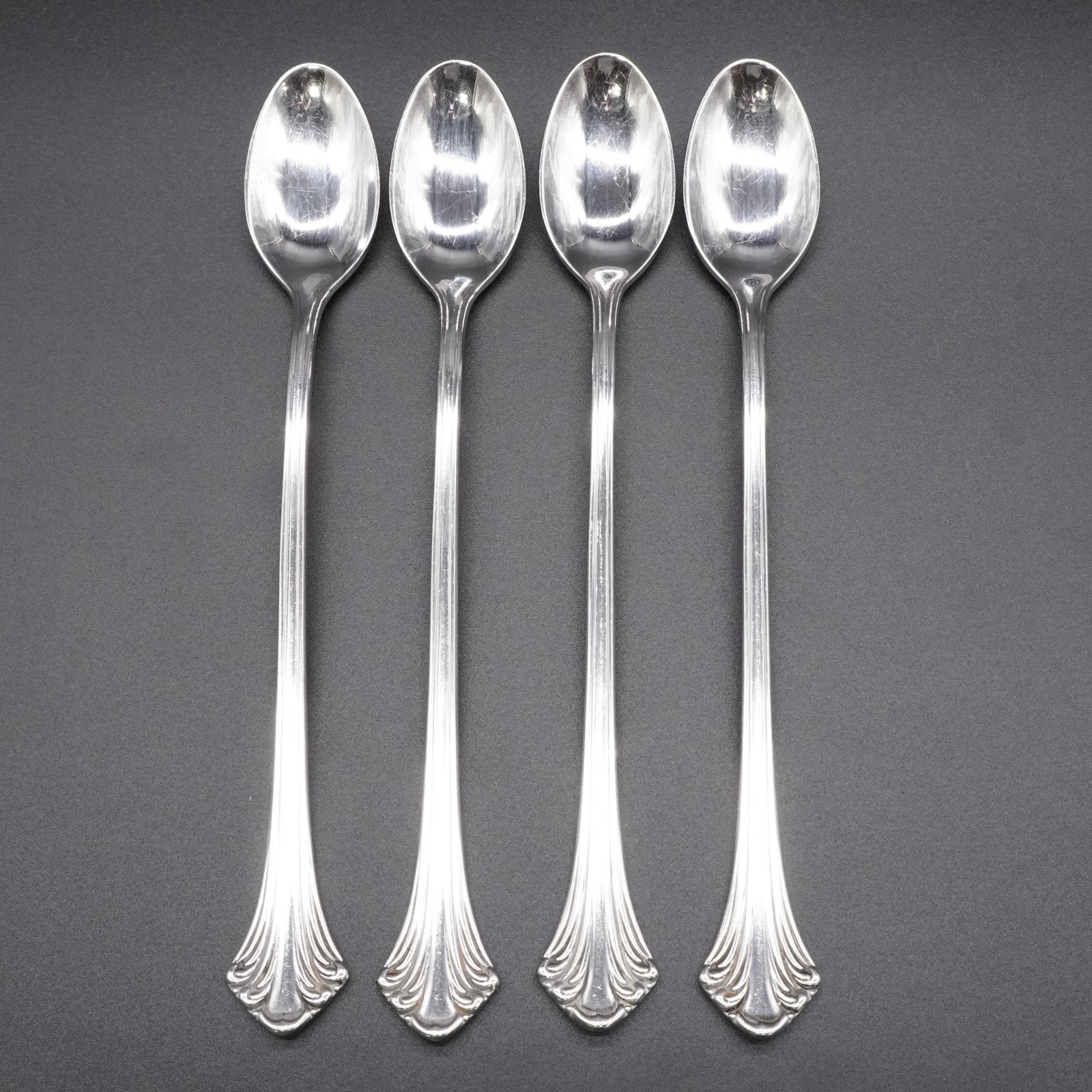 TOWLE Stainless COLONIAL PLUME Set Of 4 LONG ICED TEA SPOONS Germany 18/8 HTF