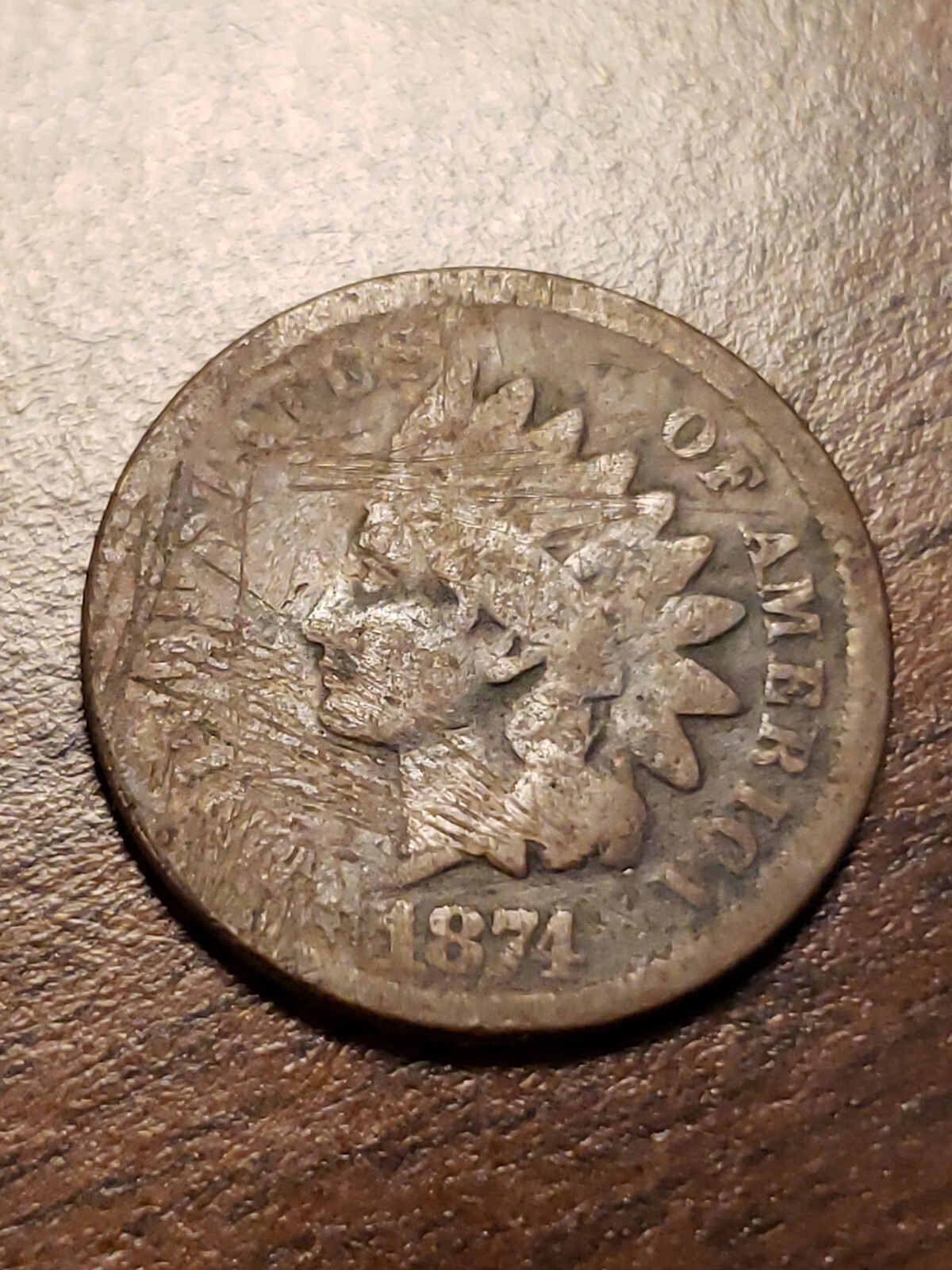 1874 Indian Head Cent Penny