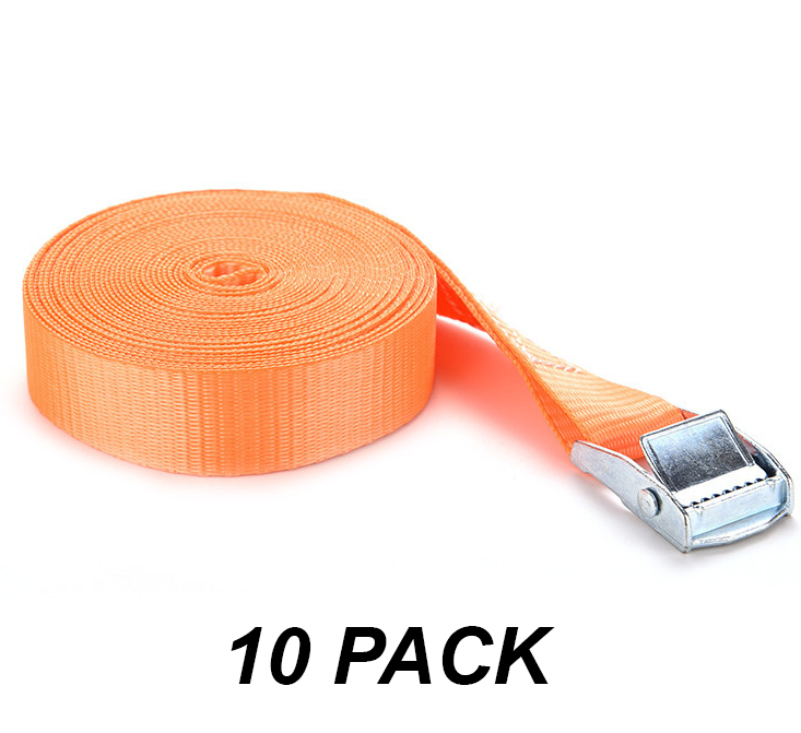 10 Pack Easy-to-Use Cambuckle Tie Down Straps 25mm x 2 metres