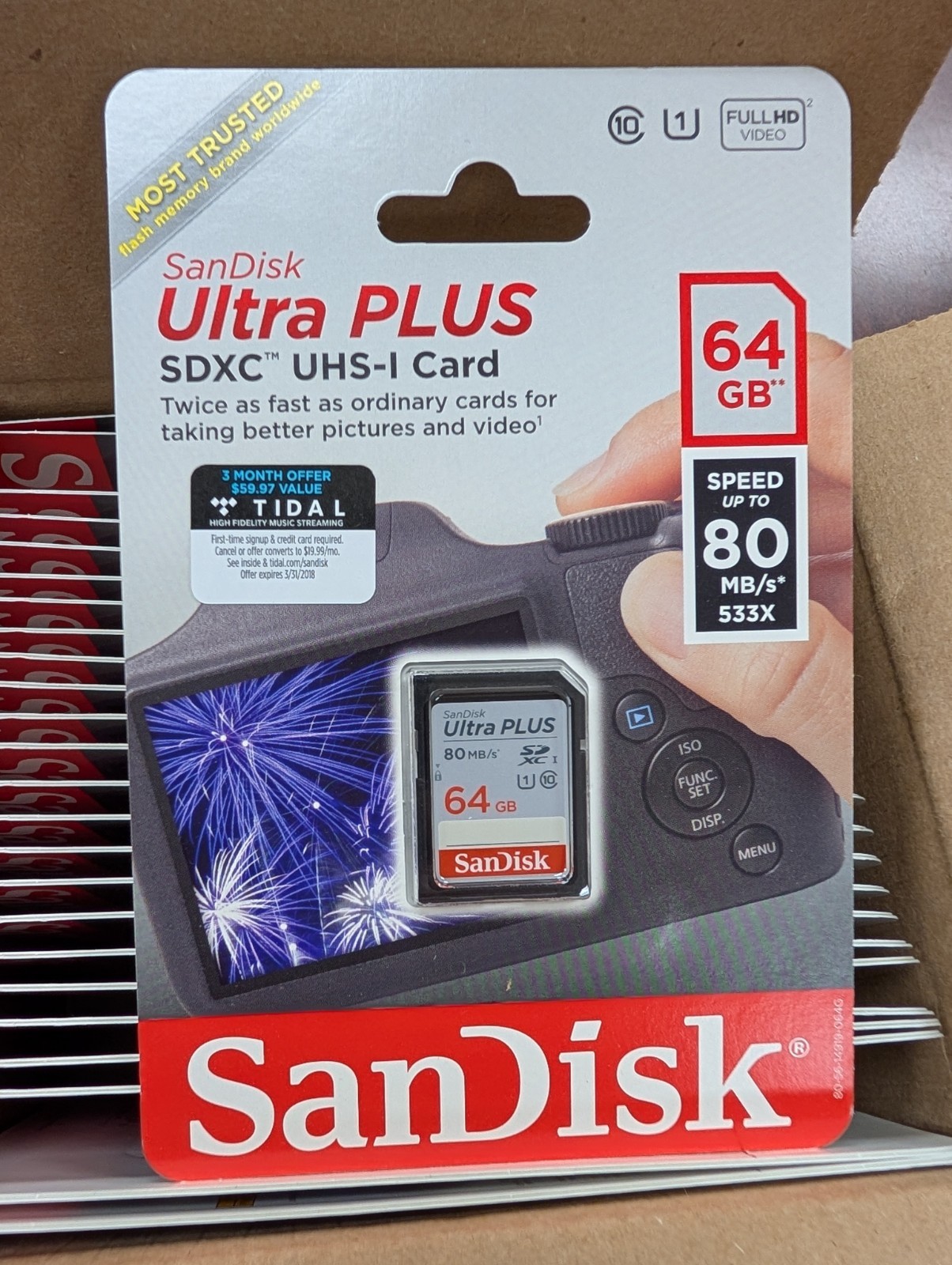 SanDisk 64GB Ultra Plus SDXC UHS-I Memory Card Box Of 25 NEW Sealed 25 SD cards