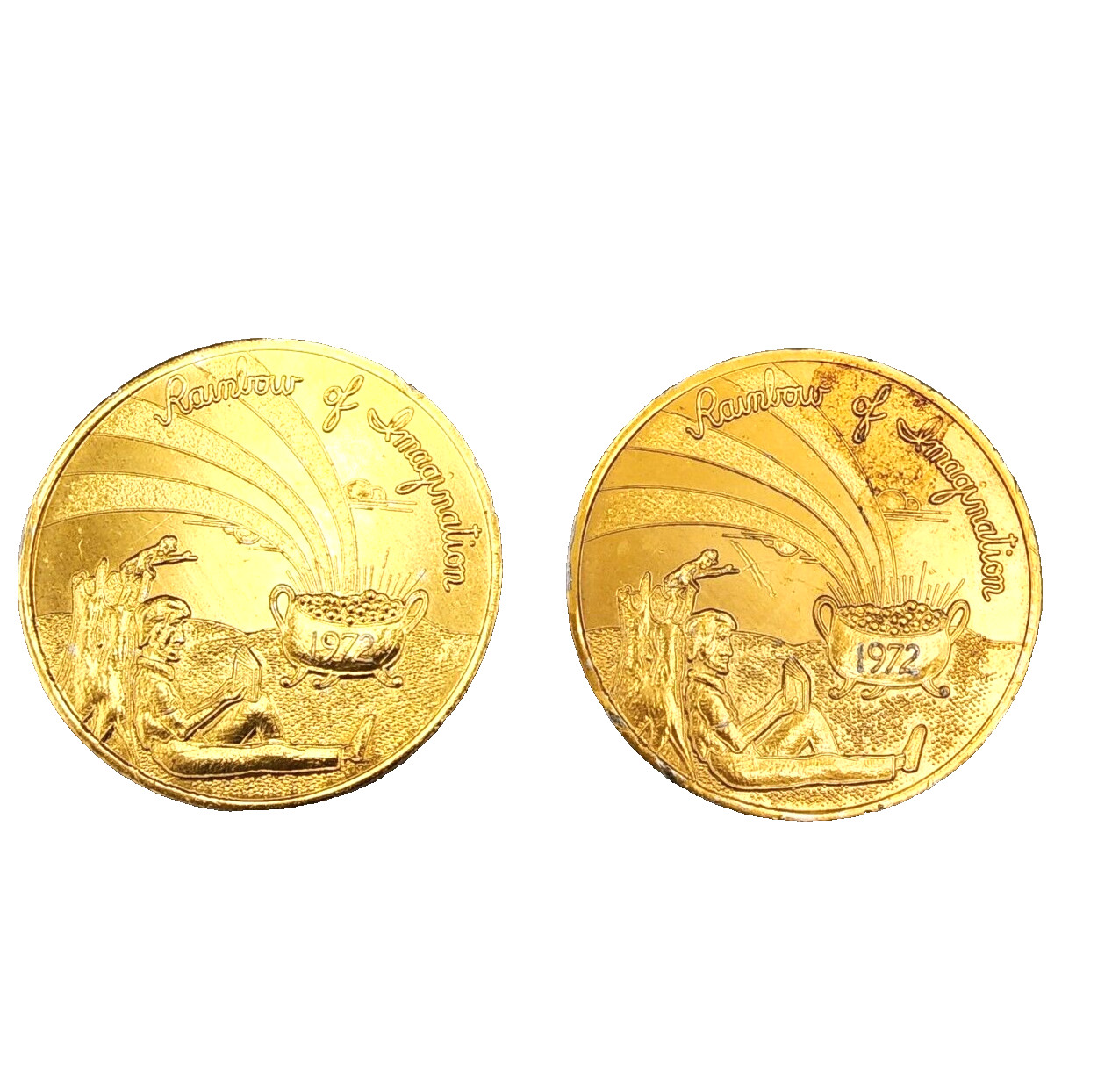 (2) 1972 Mardi Gras Coin Krewe of Rosethorne New Orleans Crown Point LA Rainbow