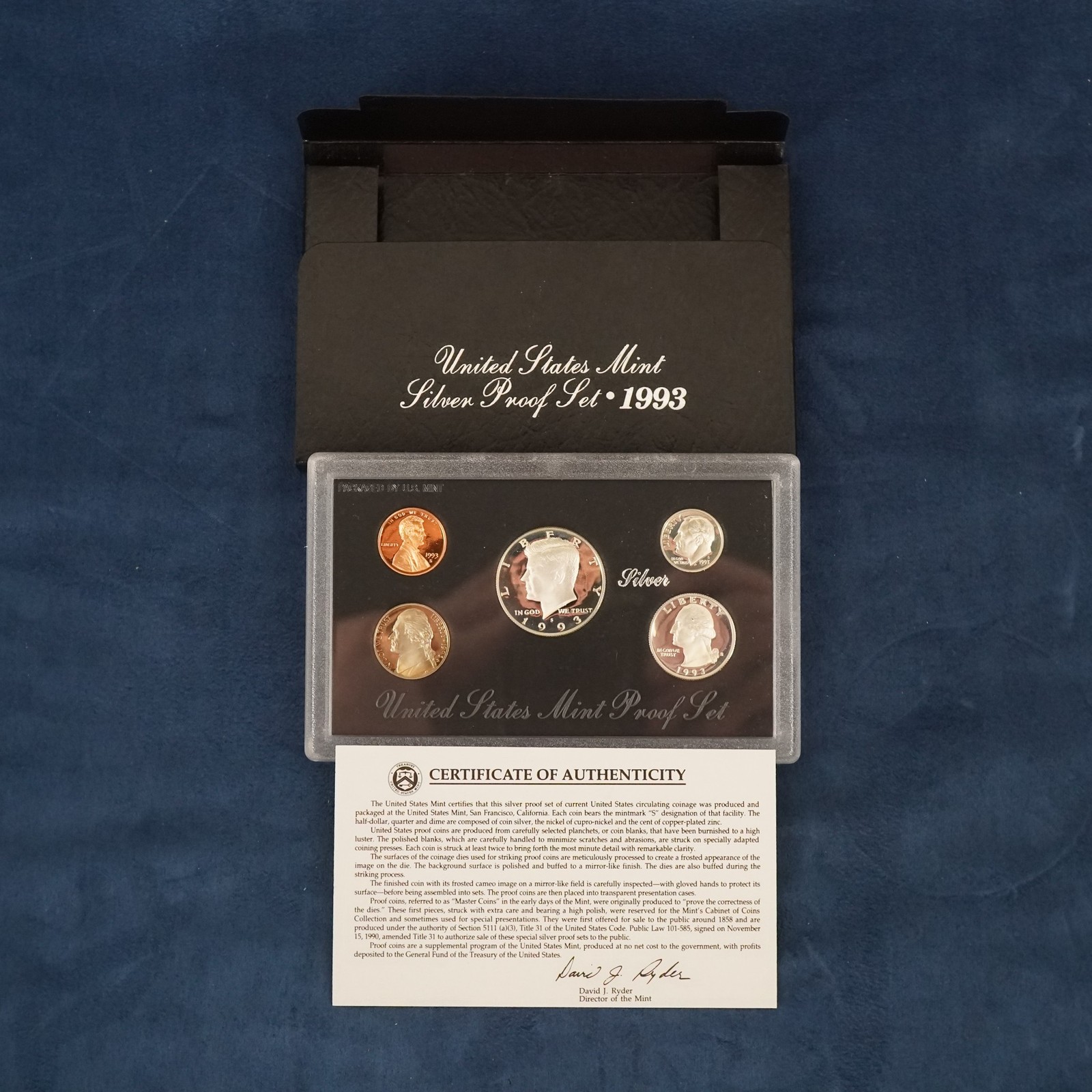 1993 US Mint Silver Proof Set w/ COA - Free Shipping USA