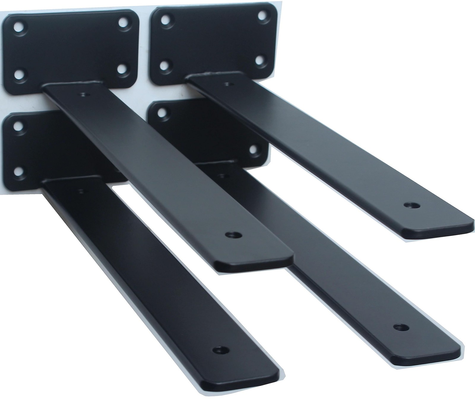 4 Pack - 11 inch Black Hidden L Shelf Bracket 1/5 Inch Thicked Iron Floating ...